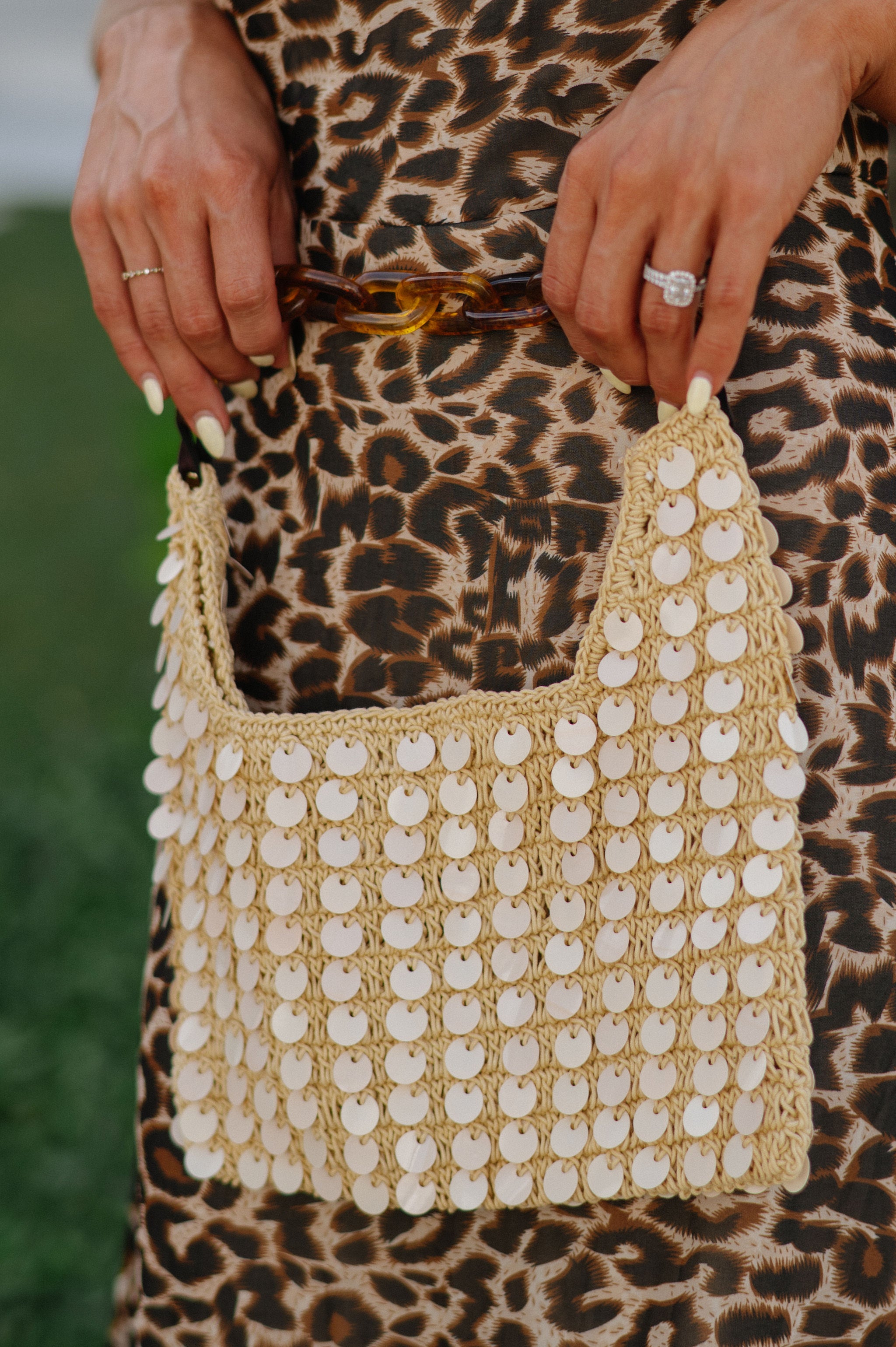 Sequin Purse-Beige