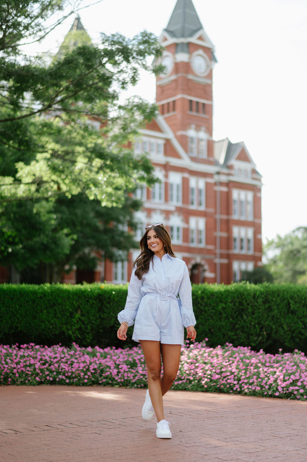 Cullen Belted Romper-Sky Blue