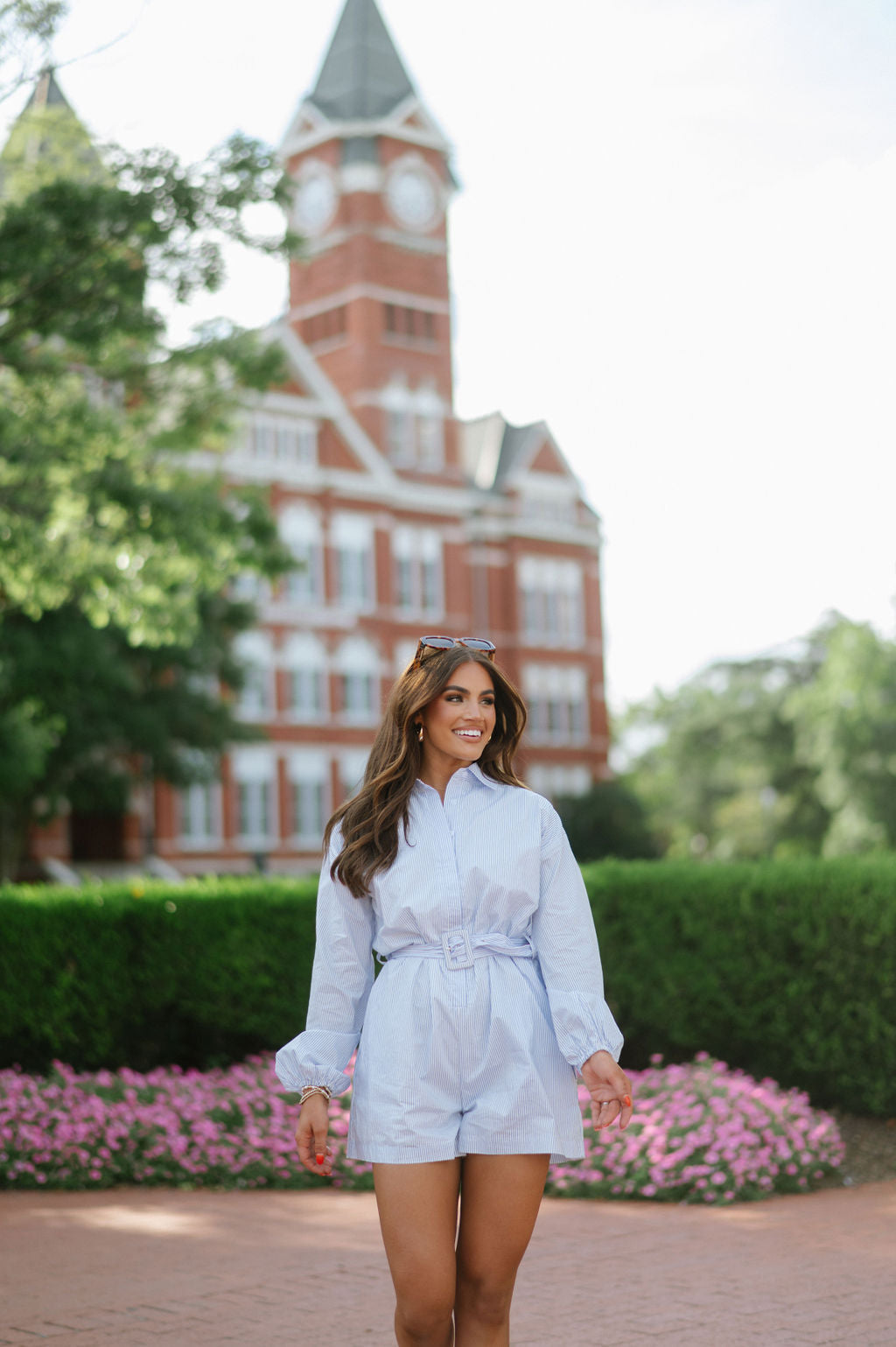 Cullen Belted Romper-Sky Blue