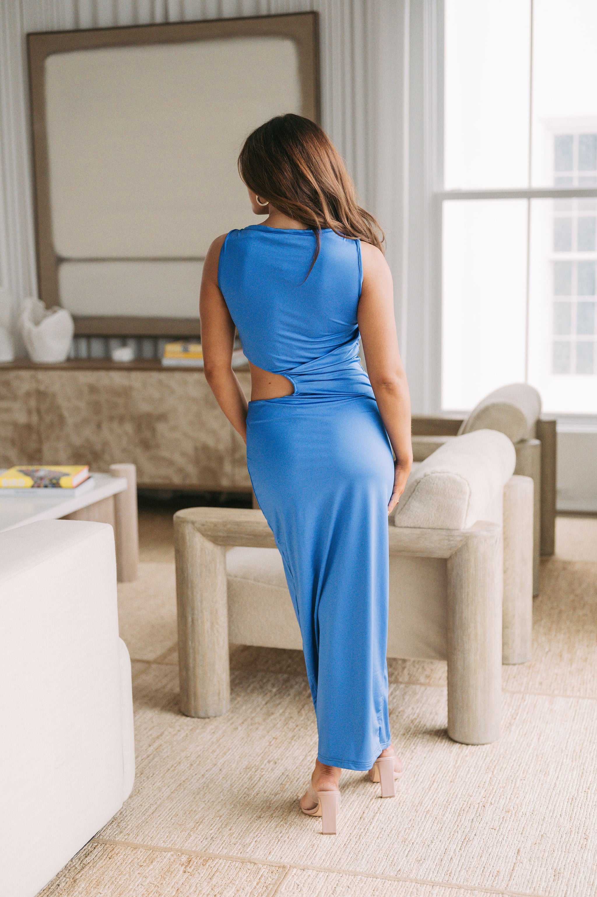 Side Cut Out Maxi Dress- Royal Blue