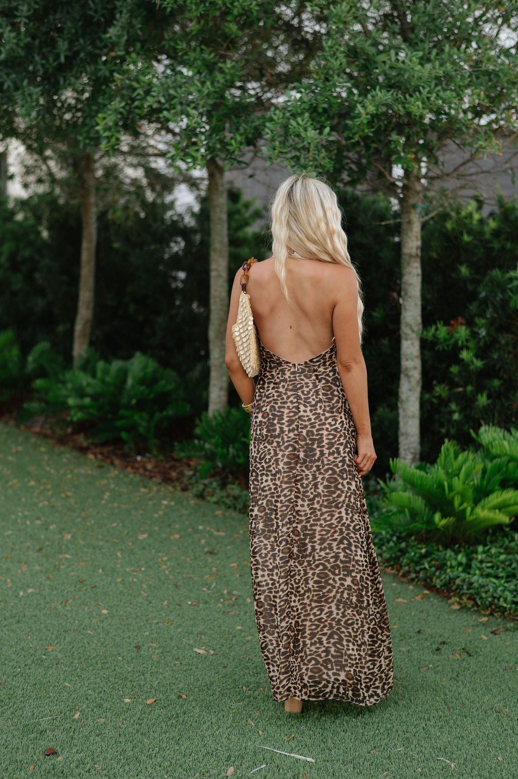 Leopard Print Mesh Maxi Dress