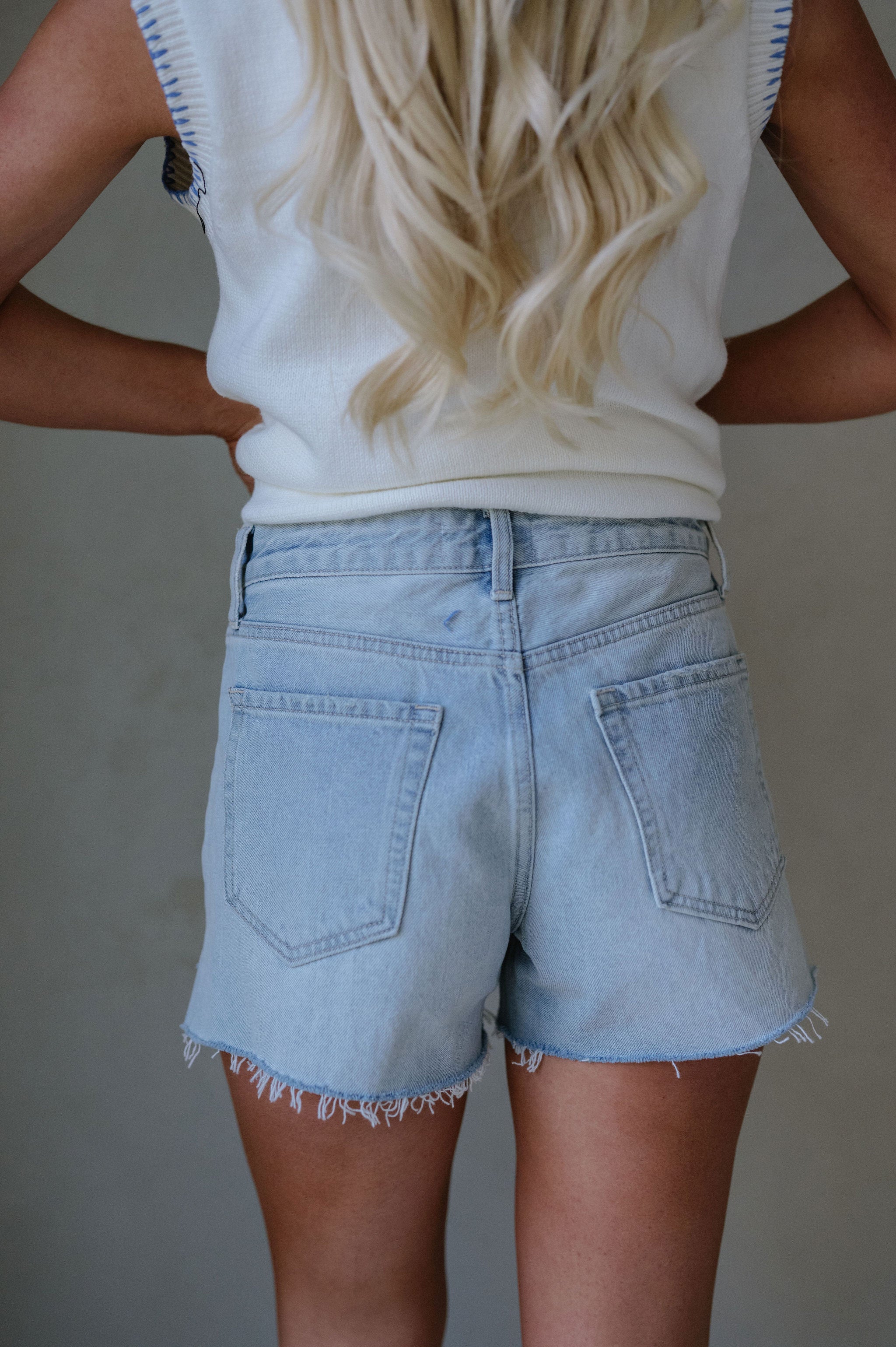Her Denim Shorts-Light Denim