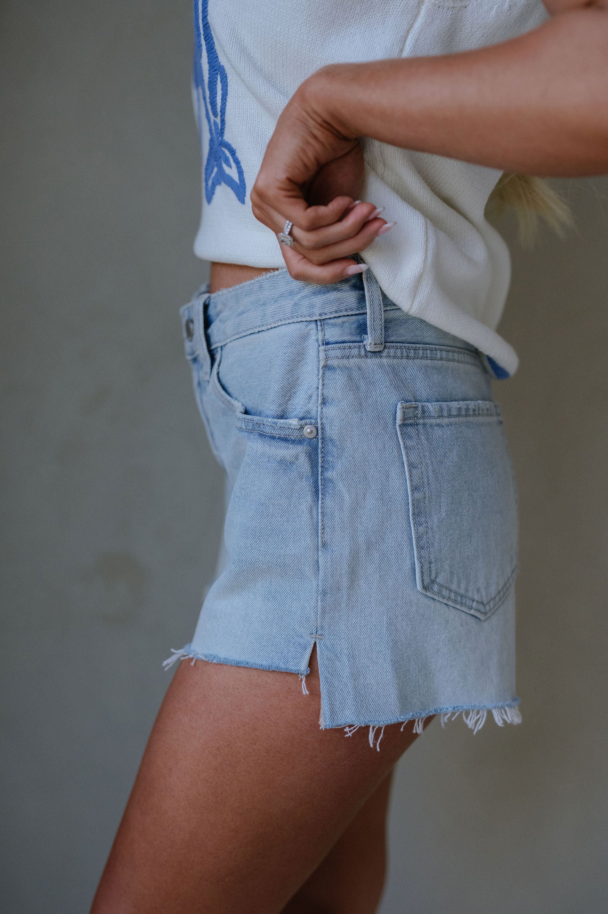 Her Denim Shorts-Light Denim