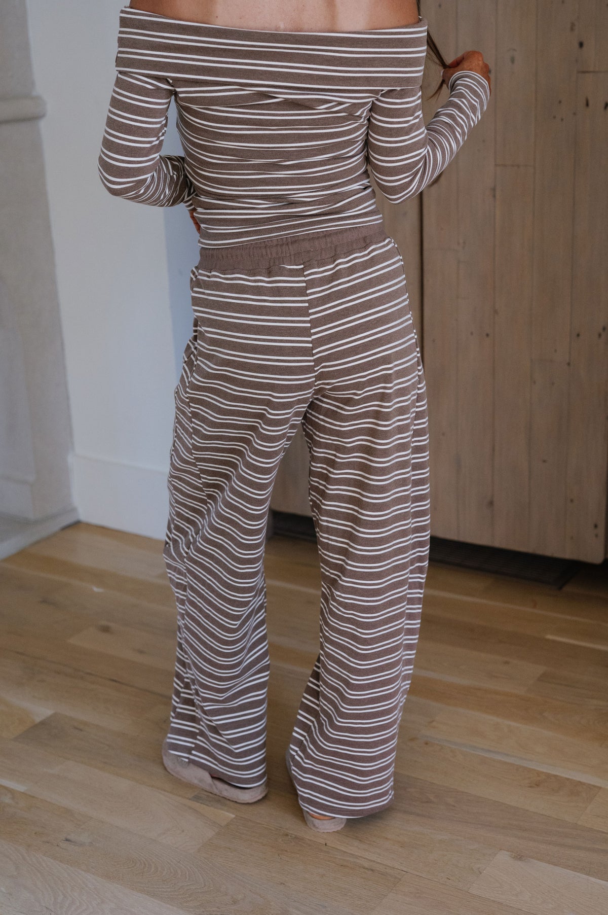 Alice Striped Barrel Set-Brown/Cream