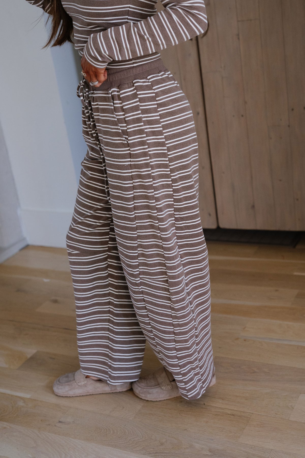 Alice Striped Barrel Set-Brown/Cream