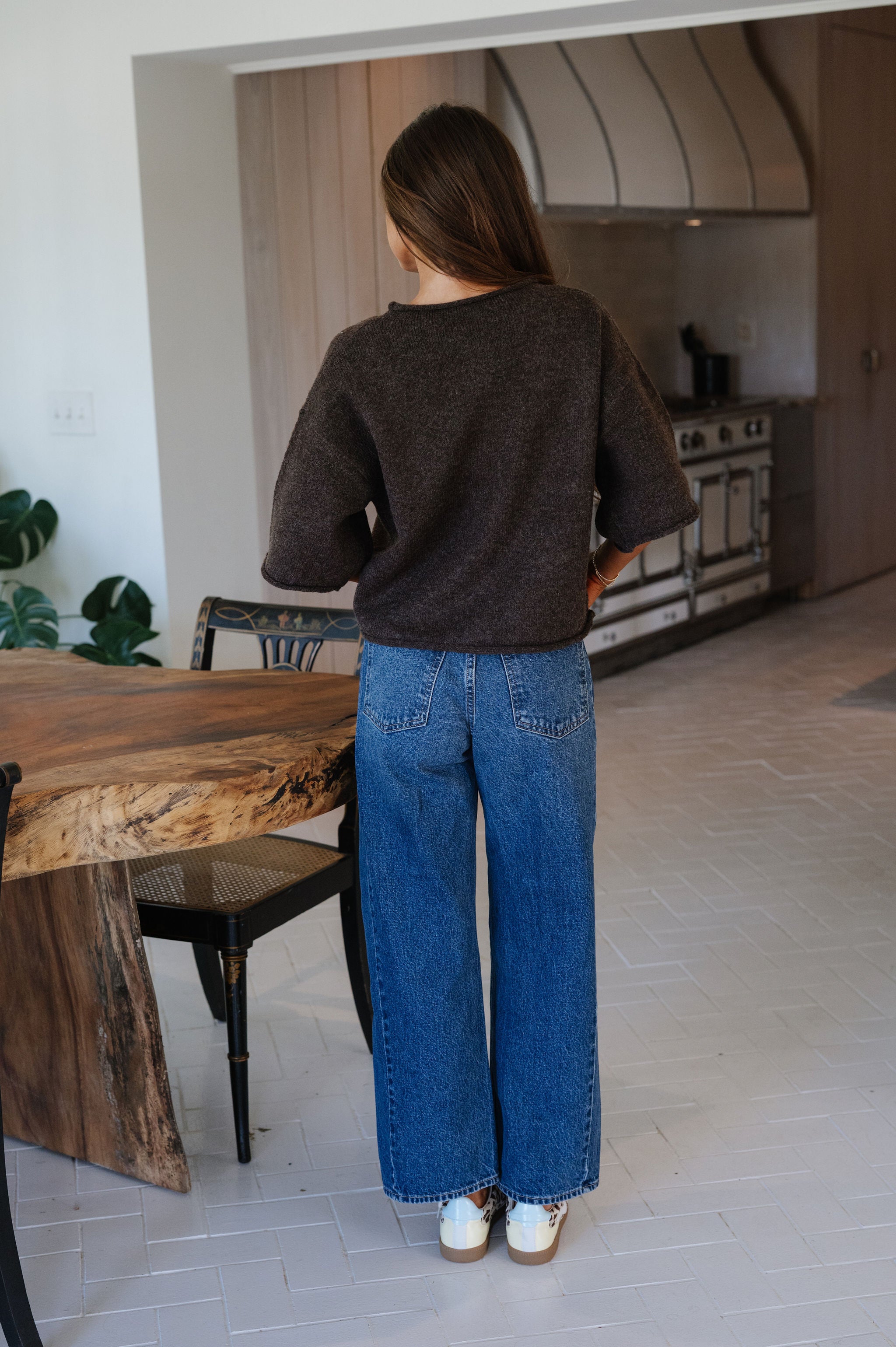 Kelsey Quarter Sleeve Cardigan-Dark Brown