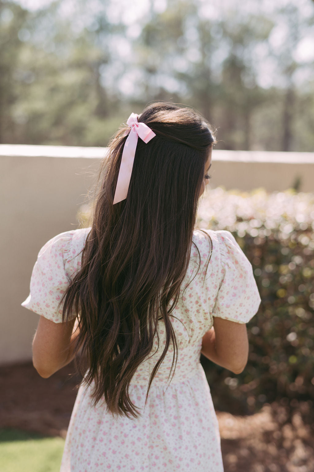 Satin Bow Hair Clip- Baby Pink