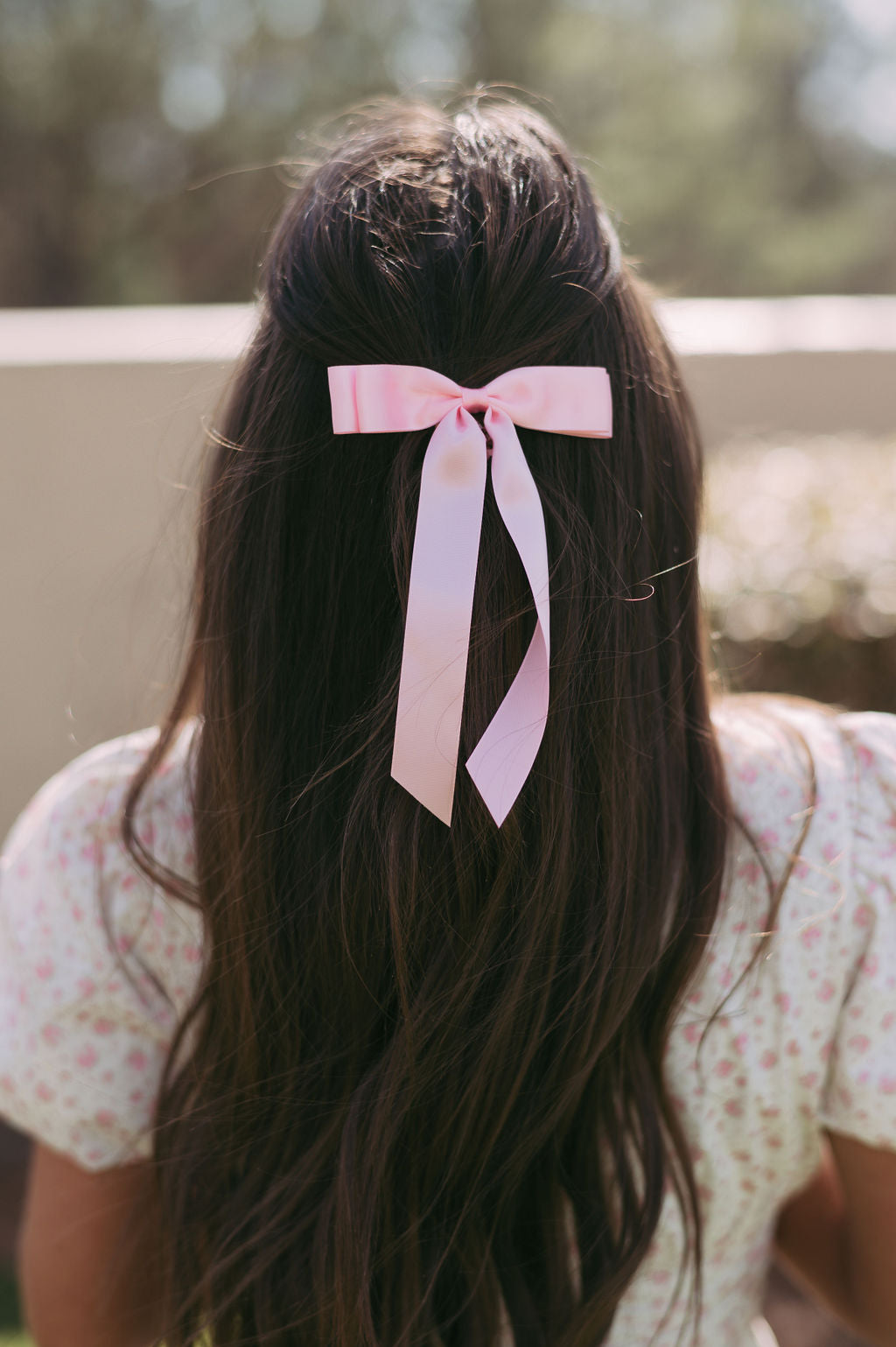 Satin Bow Hair Clip- Baby Pink