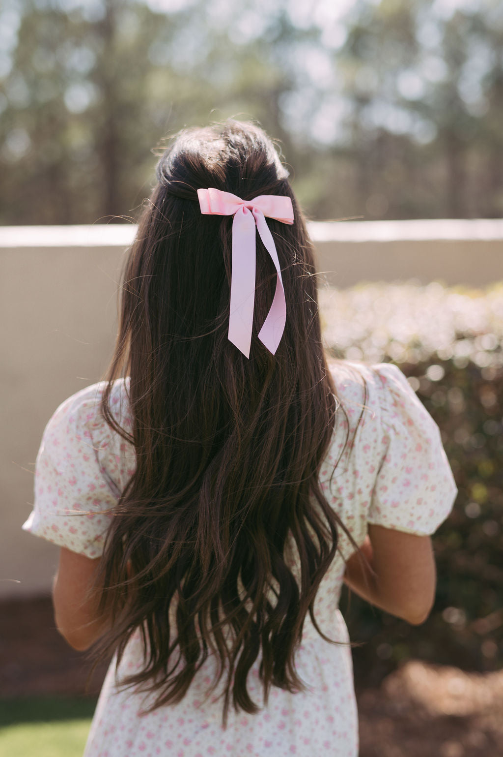 Satin Bow Hair Clip- Baby Pink