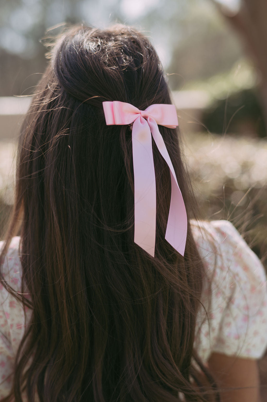 Satin Bow Hair Clip- Baby Pink