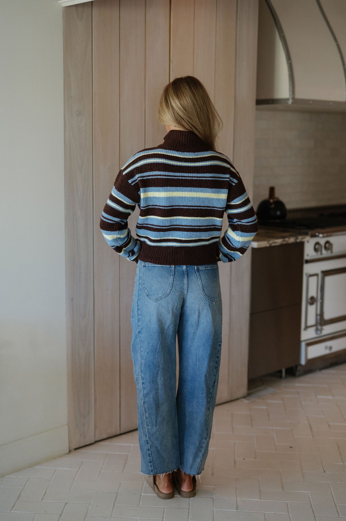 Aspen Striped Zip-up Knit Cardigan