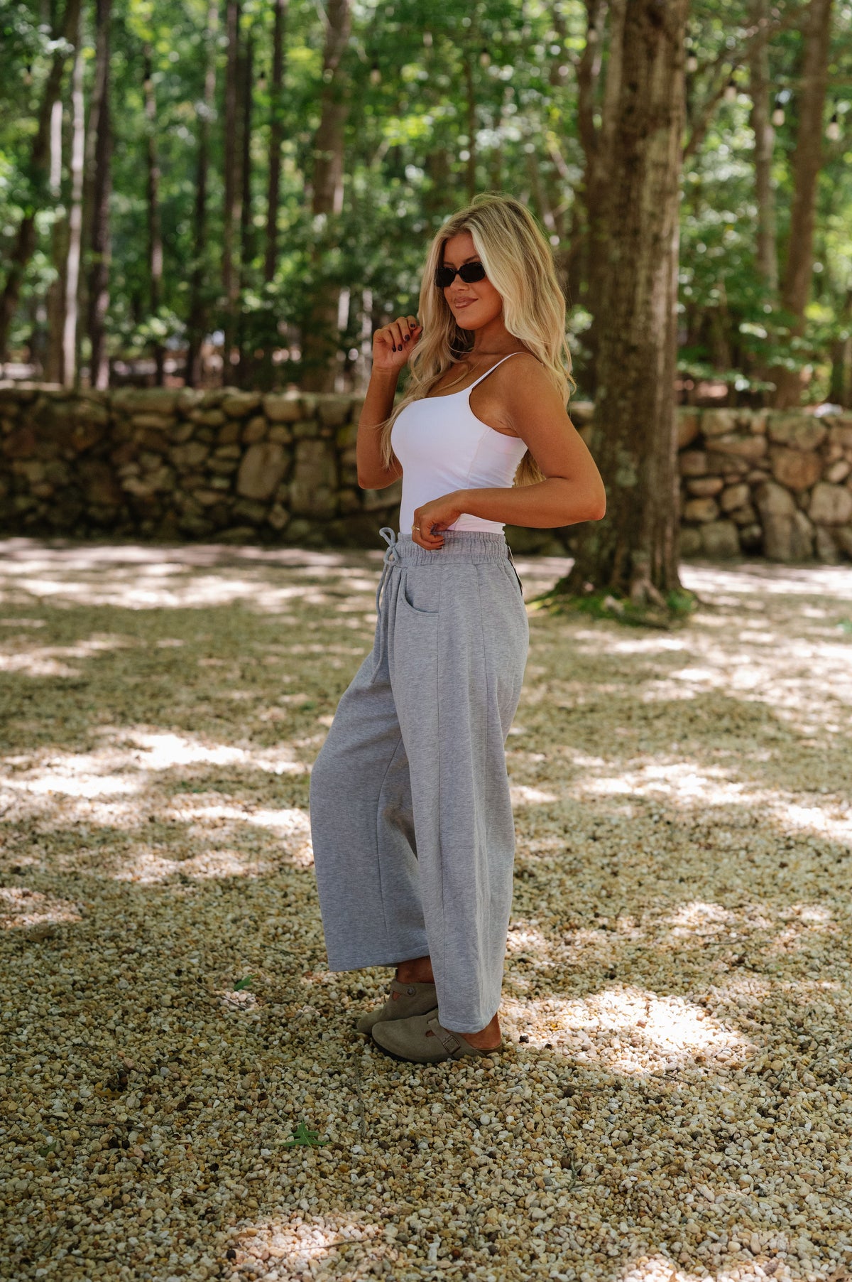 Macie Barrel Sweatpants-Heather Grey