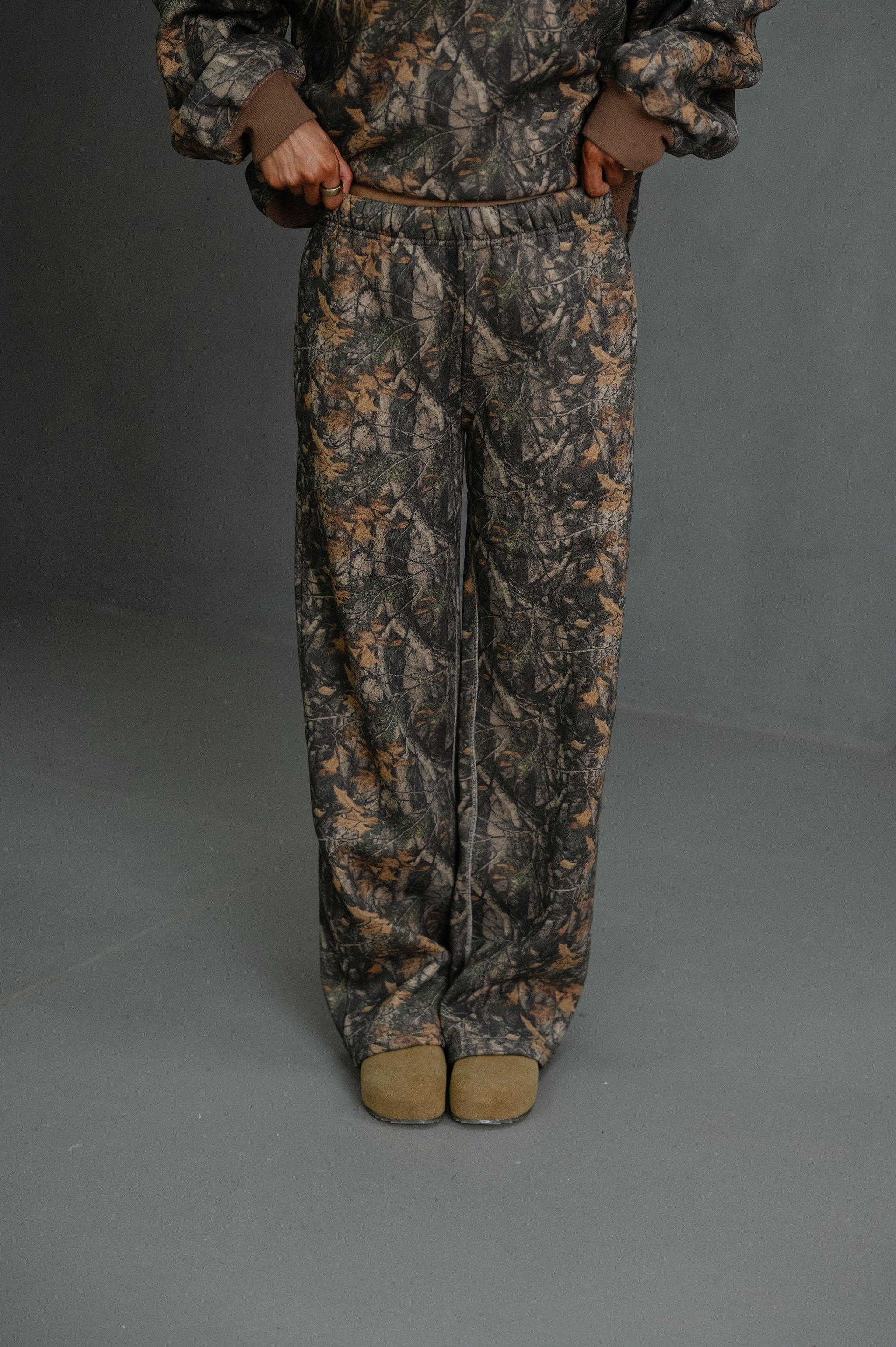 Bayou Fleece Wide Leg Sweatpants-Camo