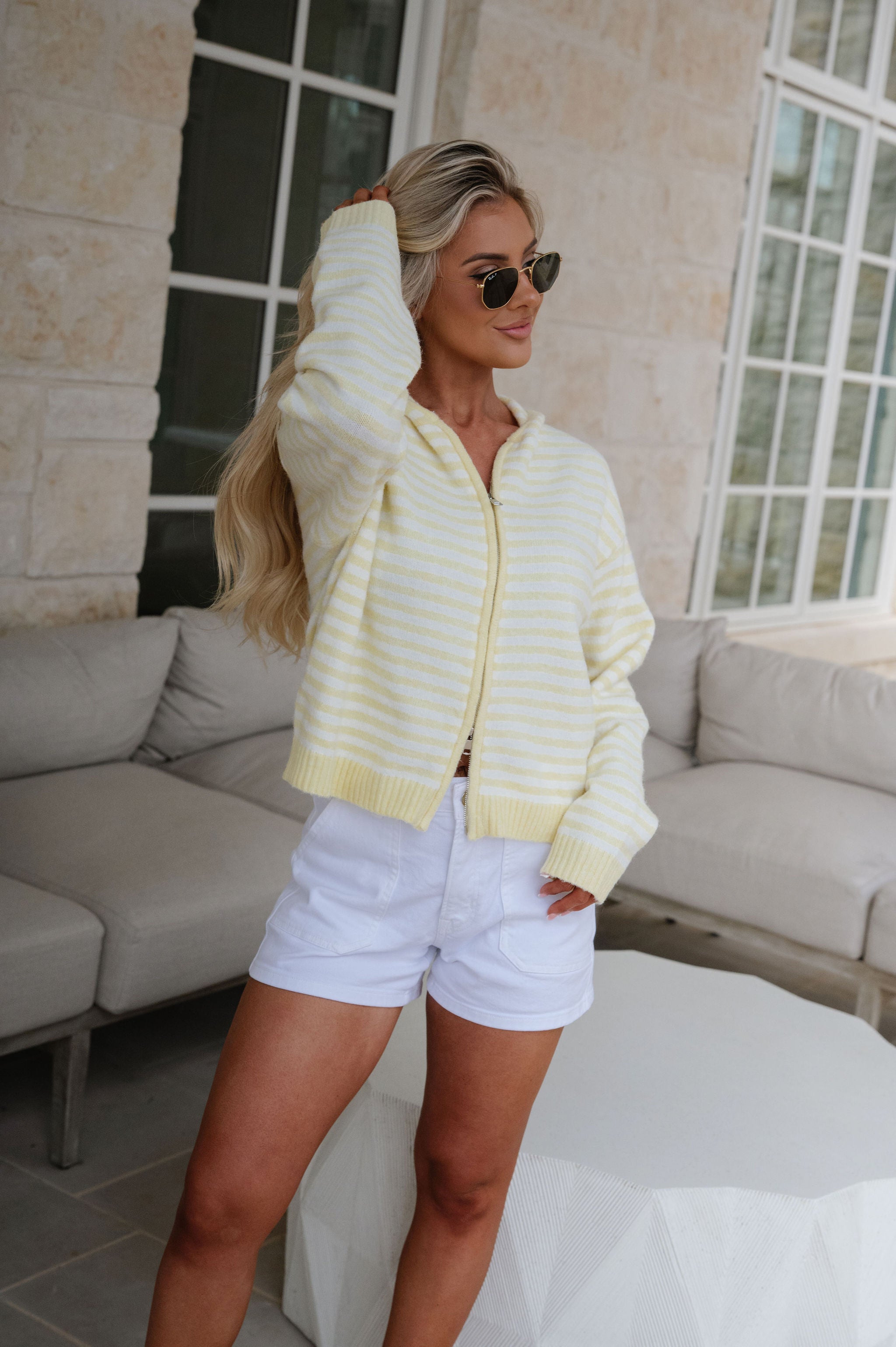 Callie Striped Hoodie-Butter