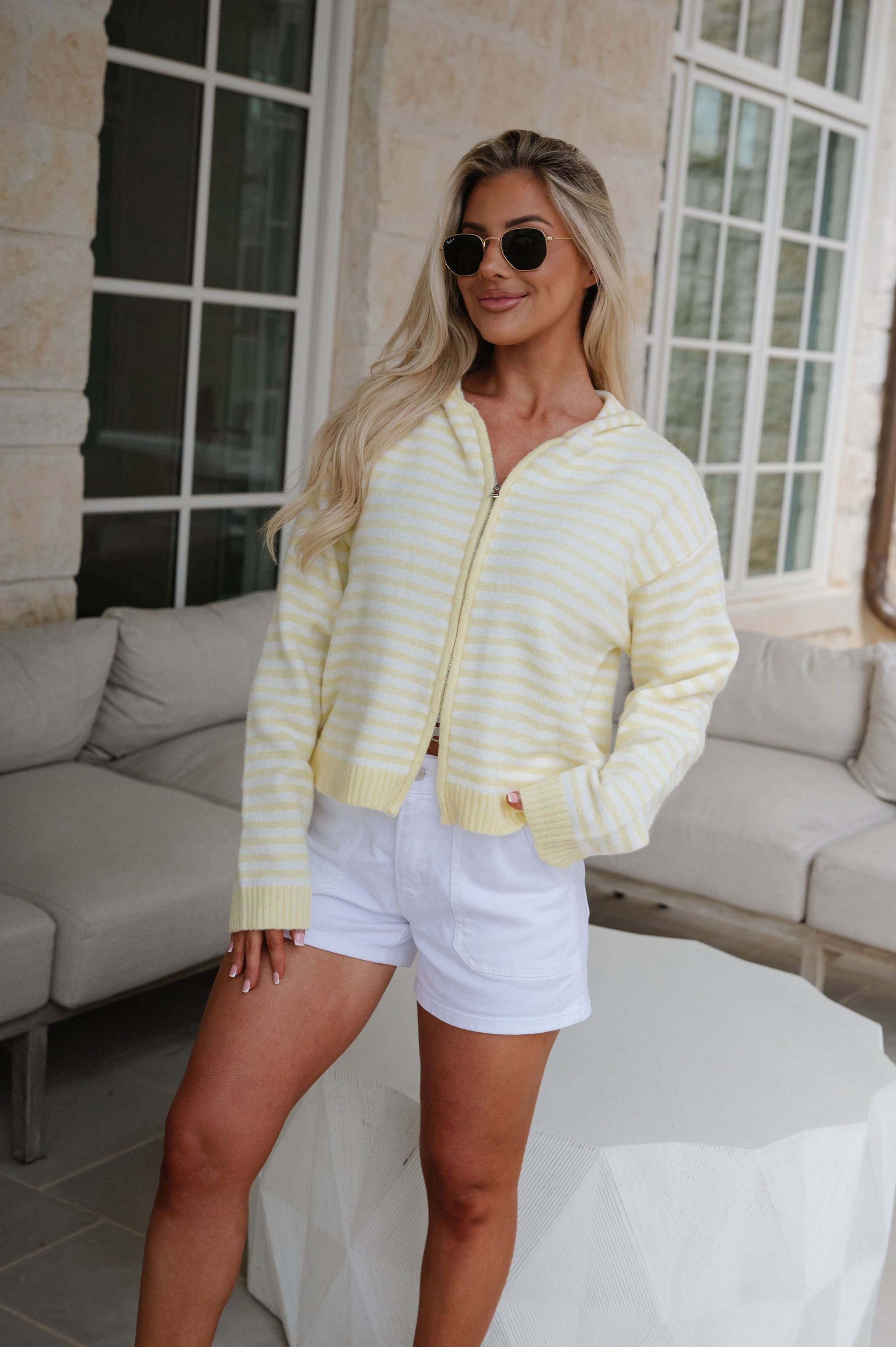 Callie Striped Hoodie-Butter