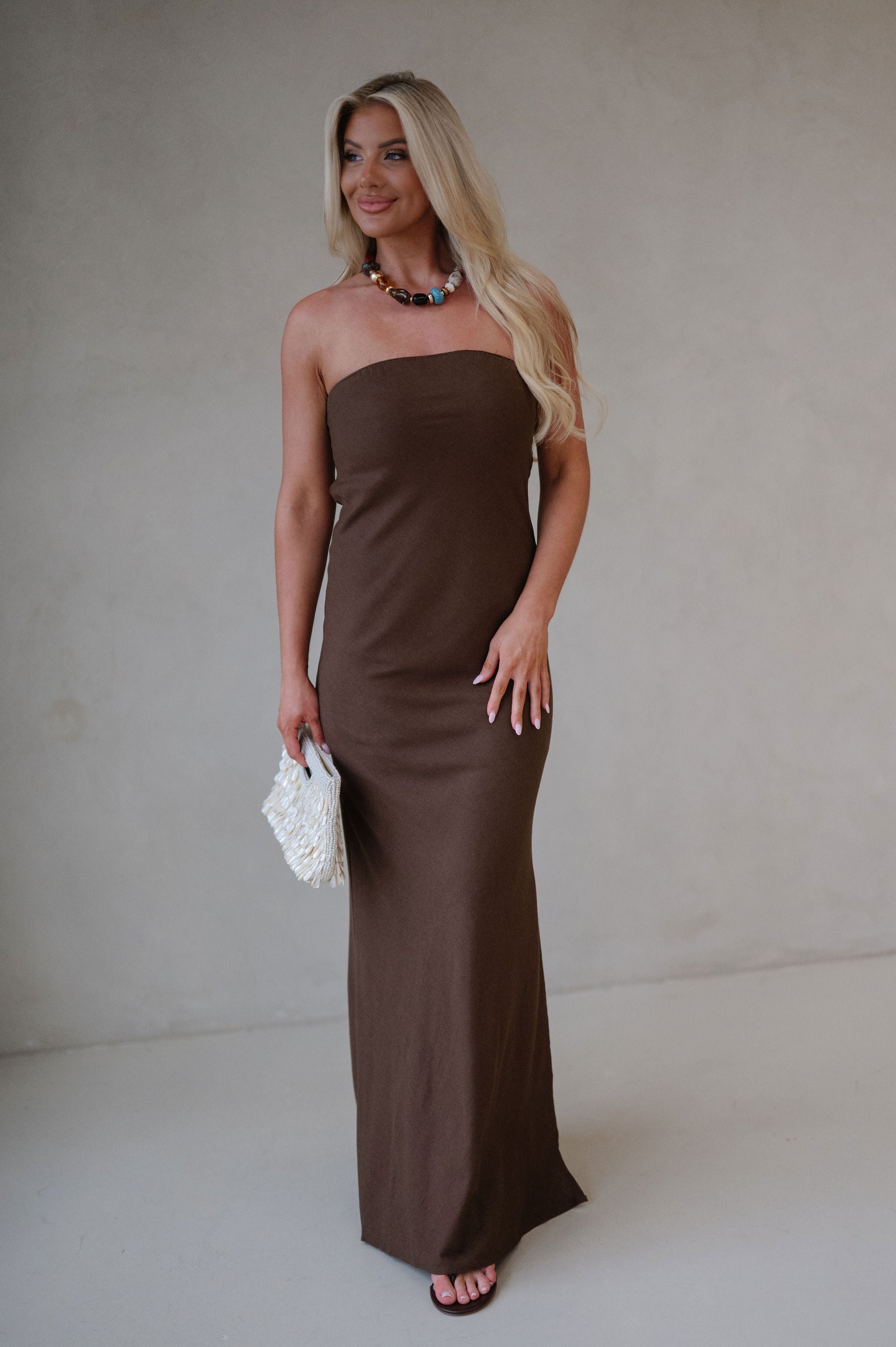 Hampton Maxi Dress-Brown