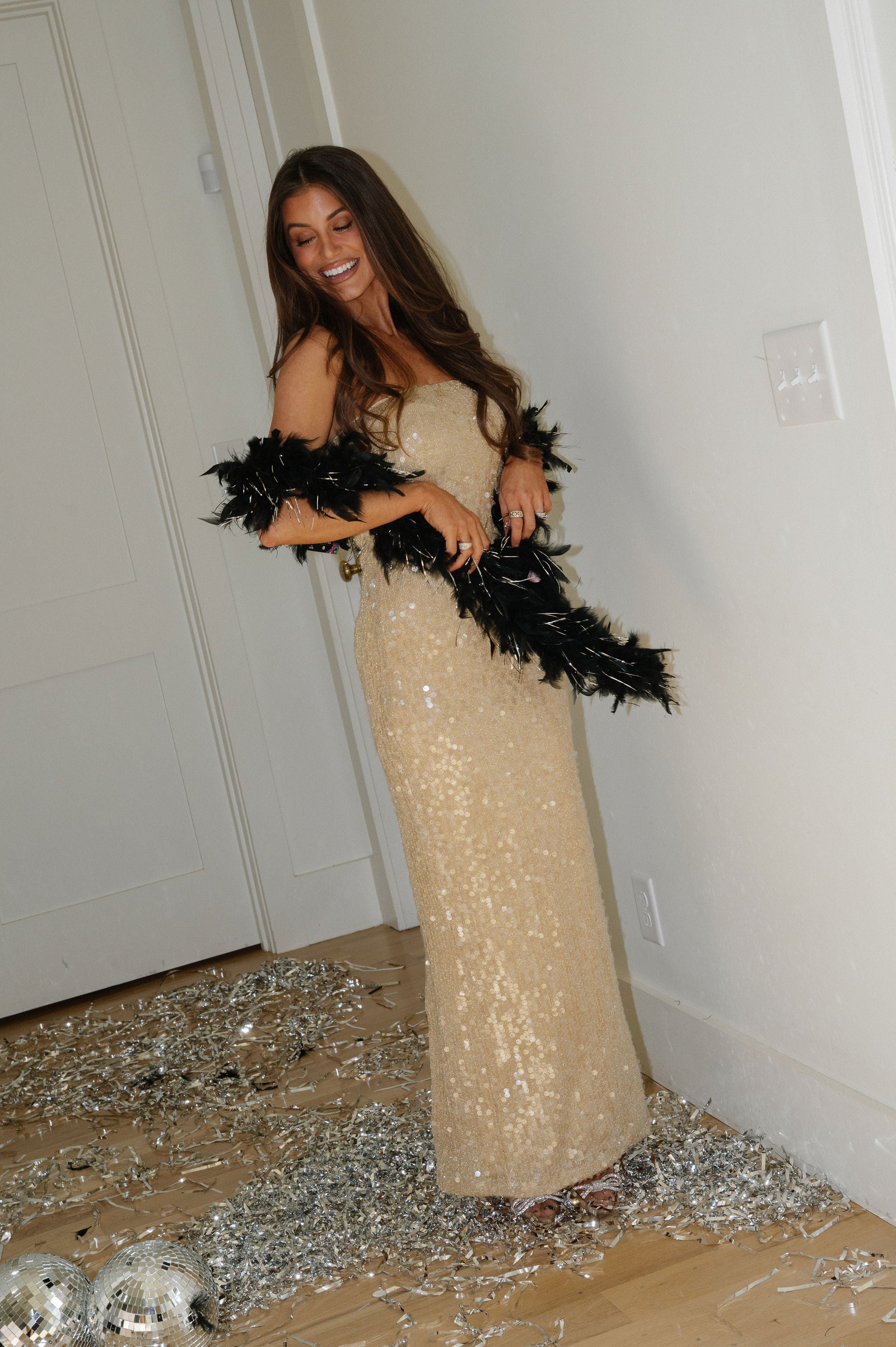 Lillie Sequin Maxi Dress-Gold
