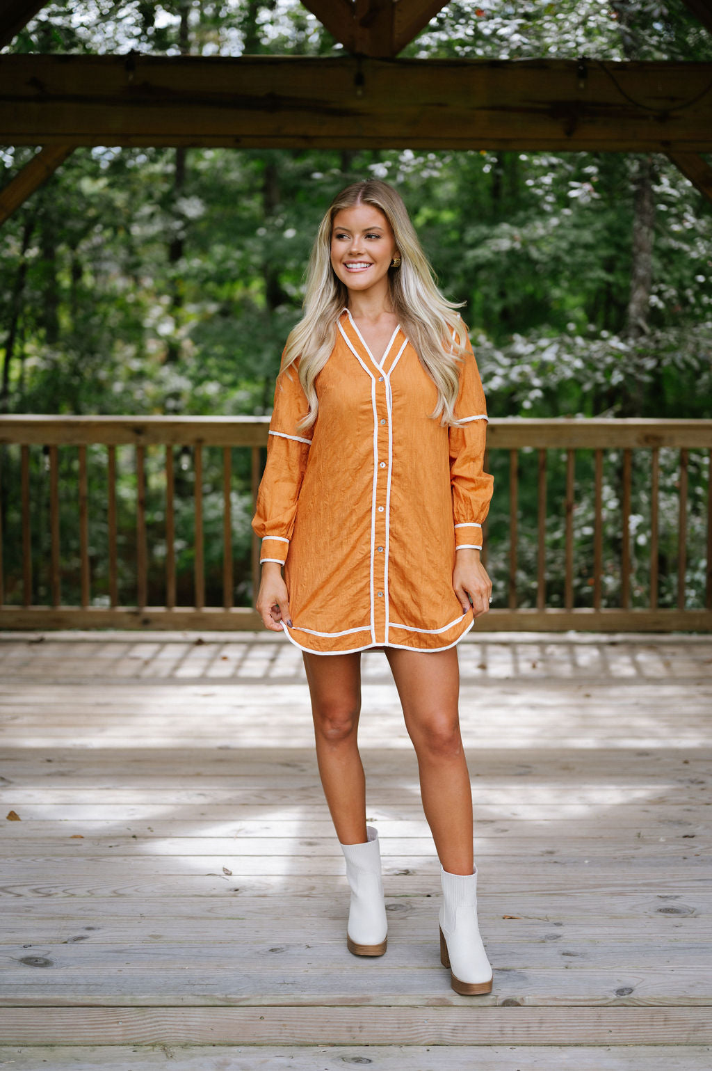 Shiloh Shirt Dress-Muted Orange