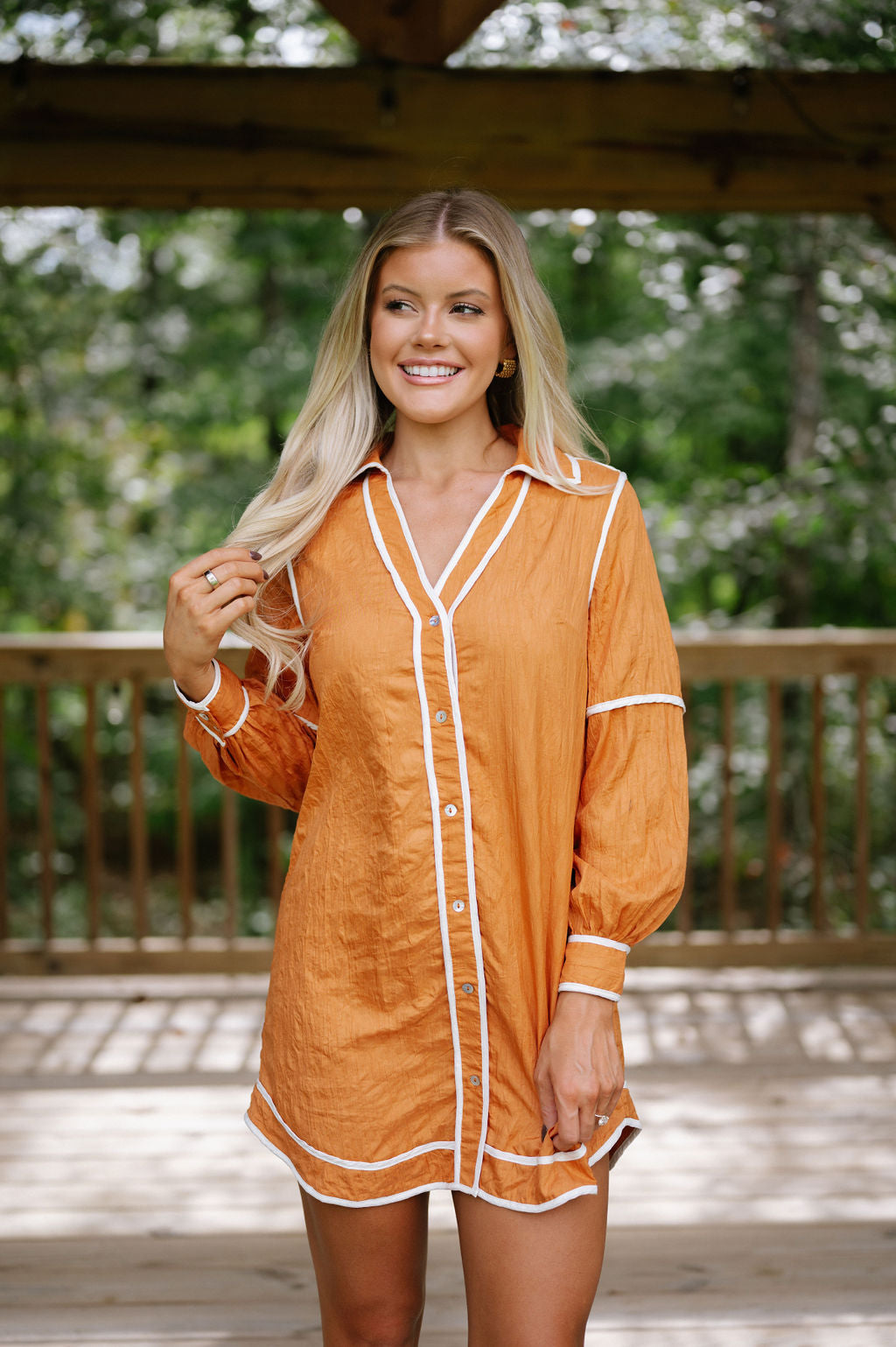 Shiloh Shirt Dress-Muted Orange