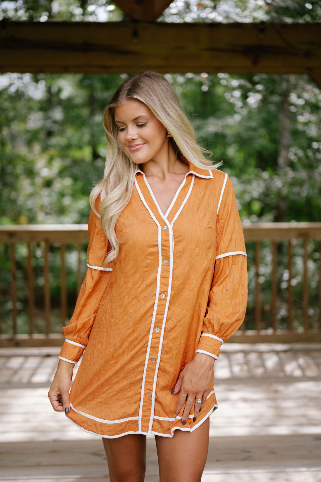 Shiloh Shirt Dress-Muted Orange