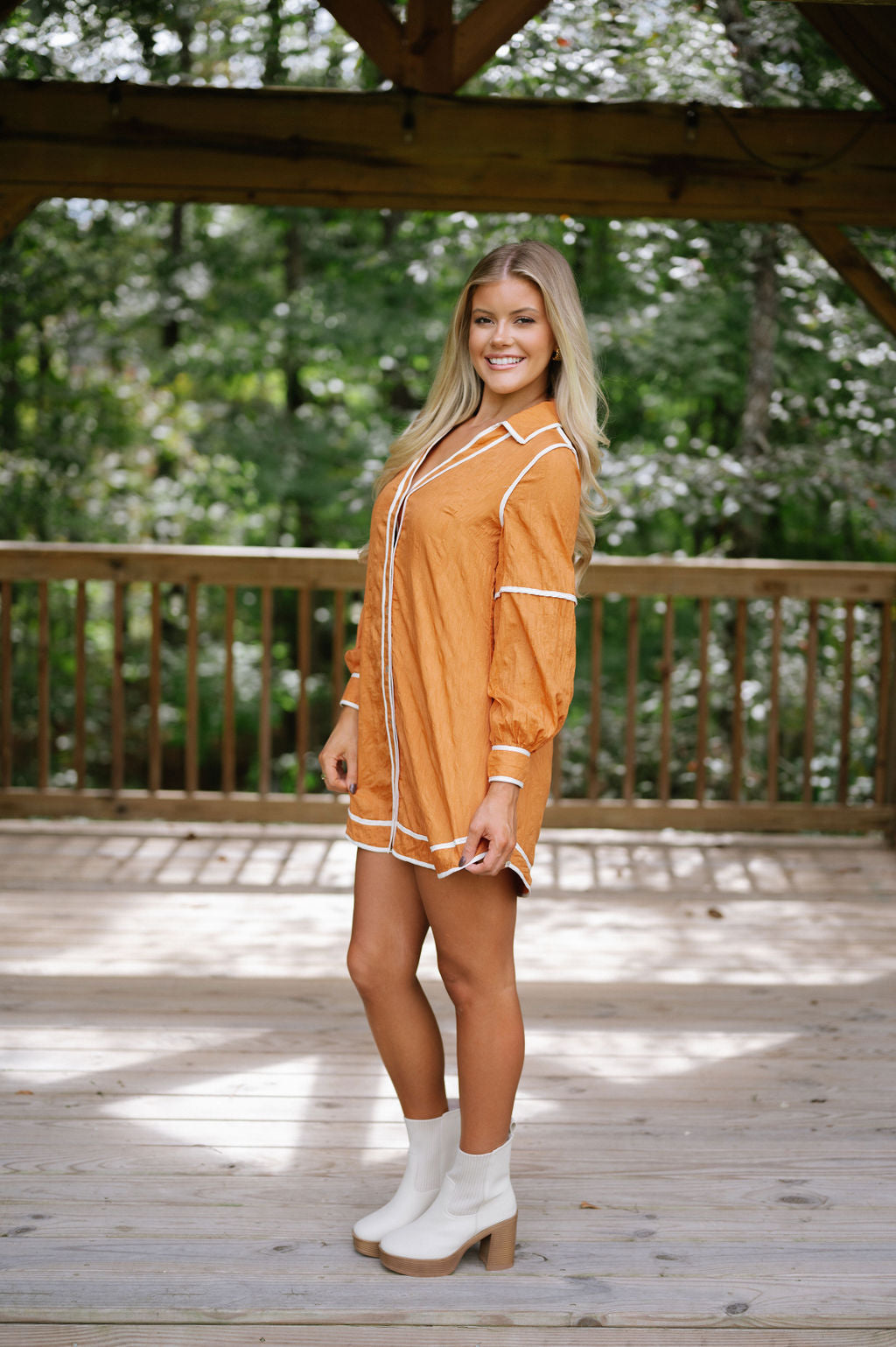 Shiloh Shirt Dress-Muted Orange