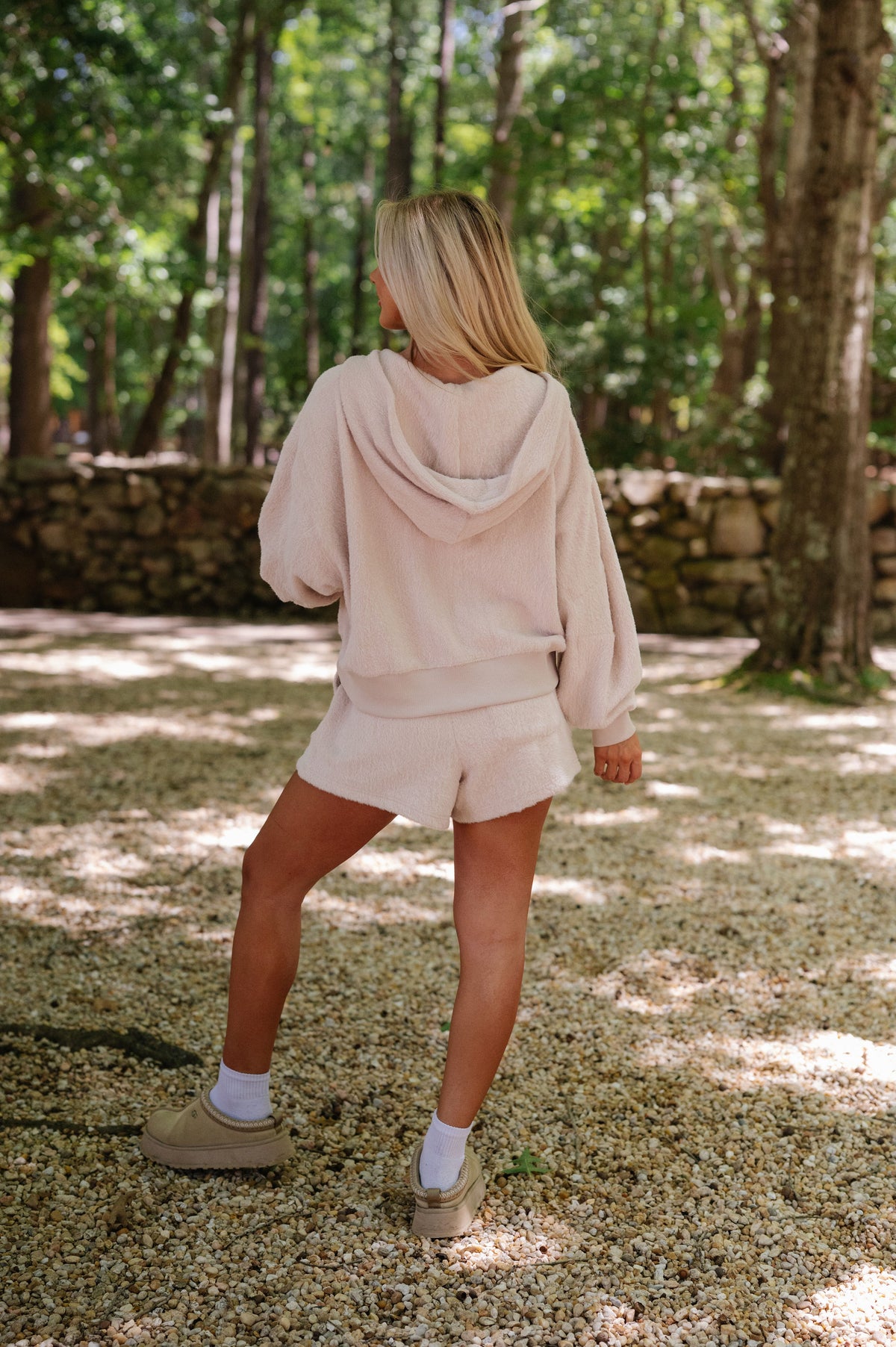 Fur Knit Short Set-Beige