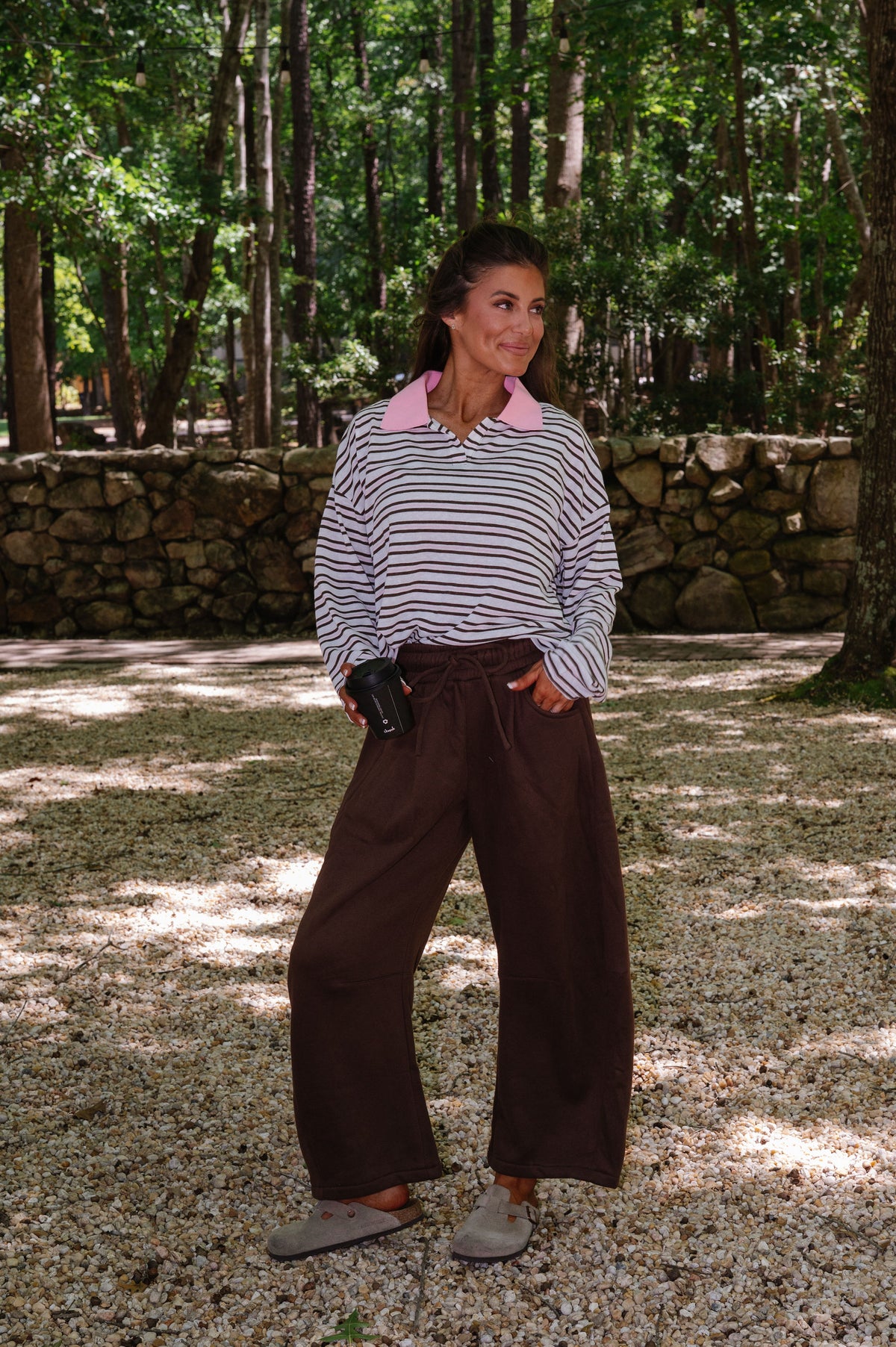 Savvy Contrast Collared Tee-Pink Multi