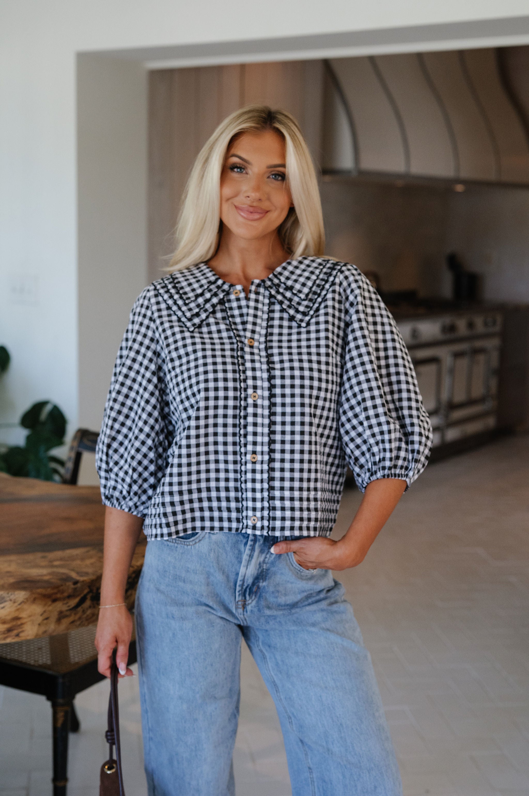 Jillian Puff Sleeve Top-Black