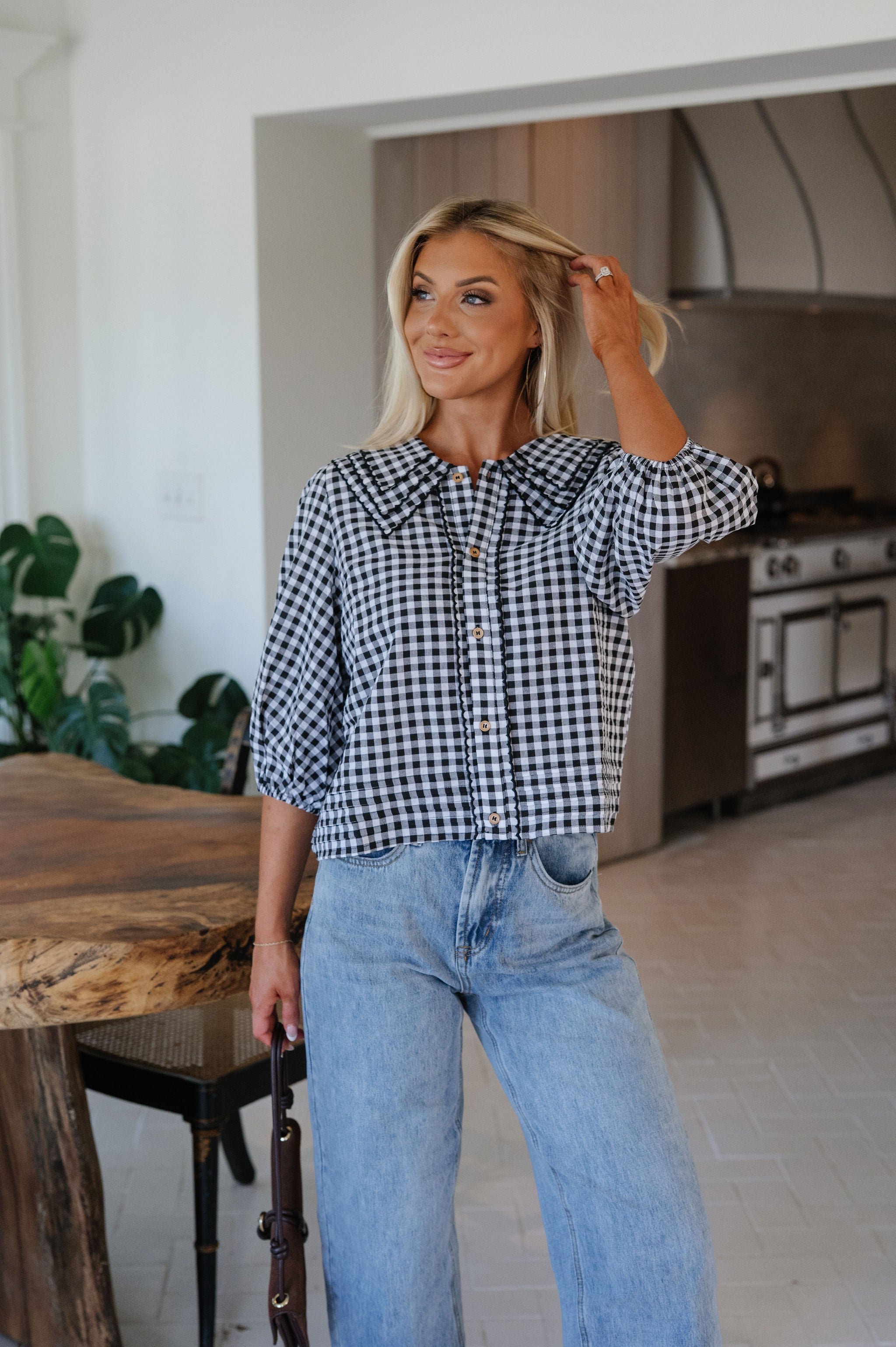 Jillian Puff Sleeve Top-Black
