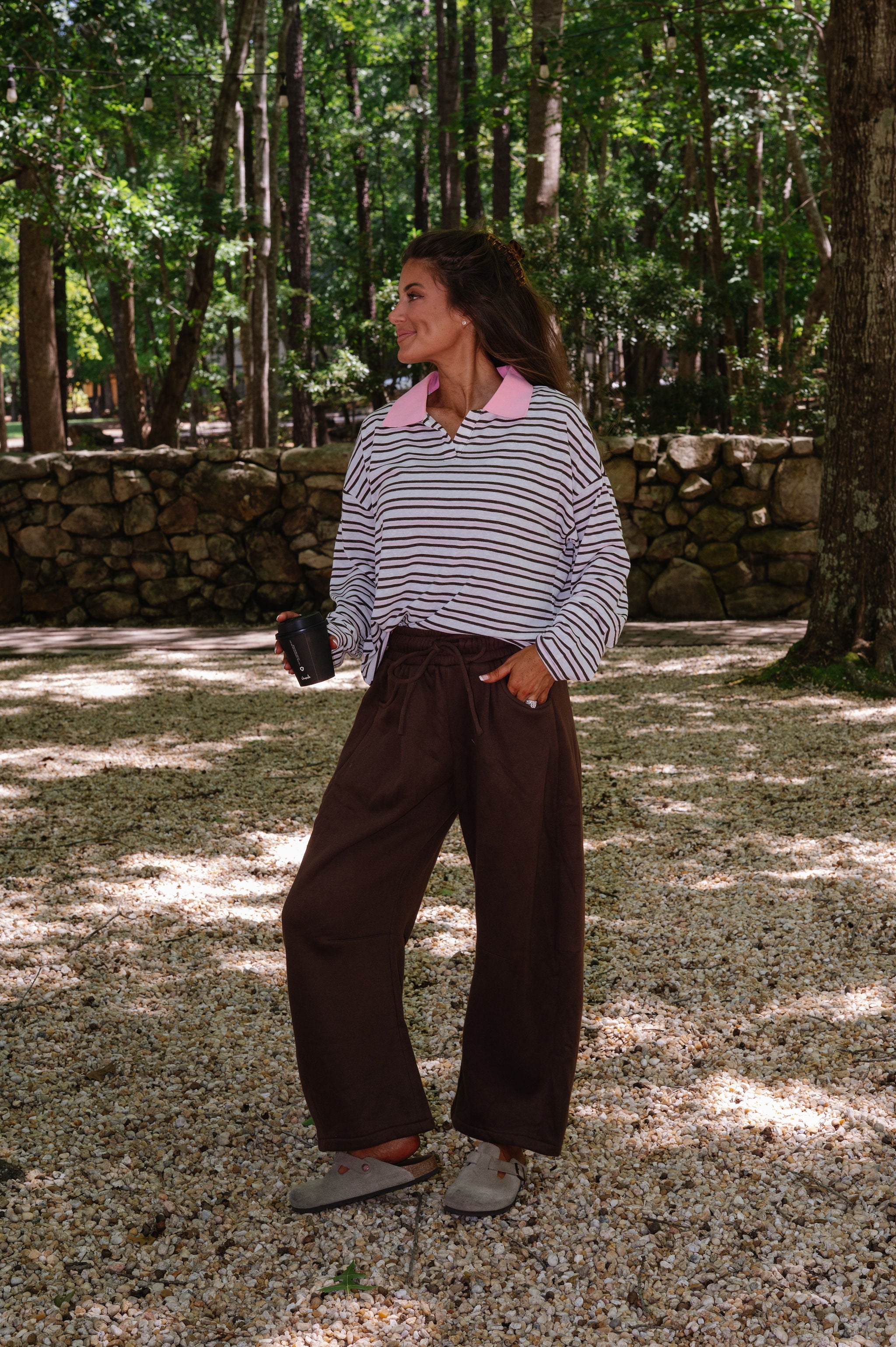 Savvy Contrast Collared Tee-Pink Multi