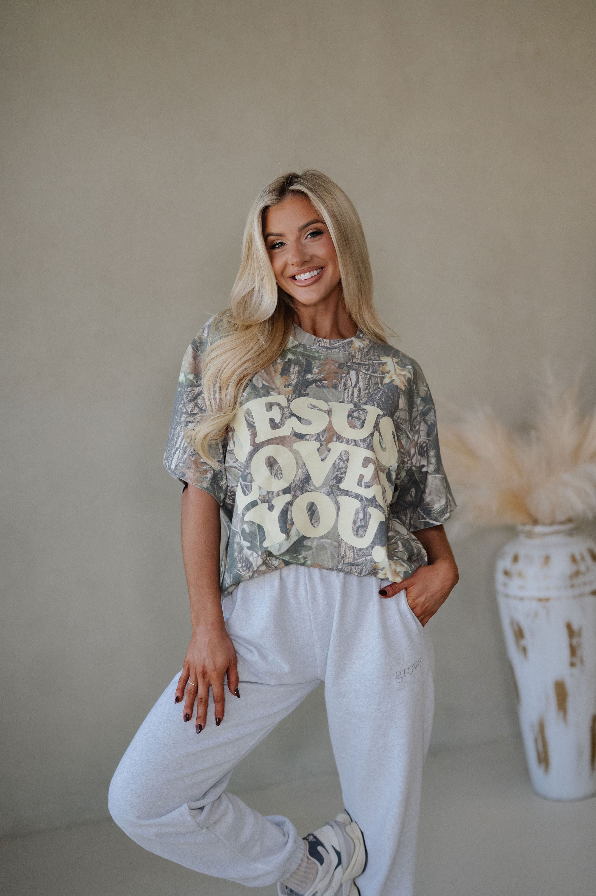 Jesus Loves You Oversized Tee-Camo