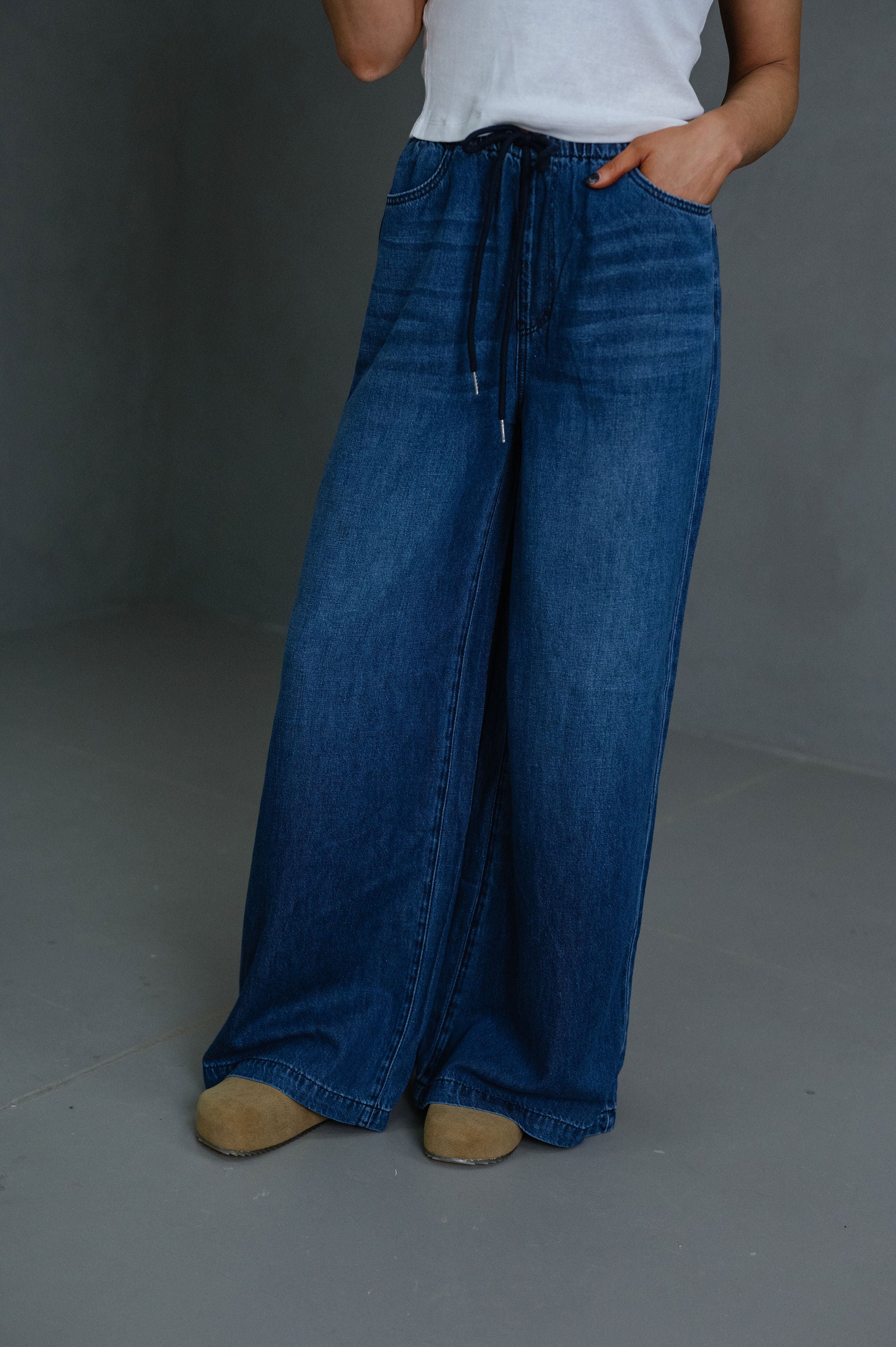 Reid Palazzo Jeans-Dark