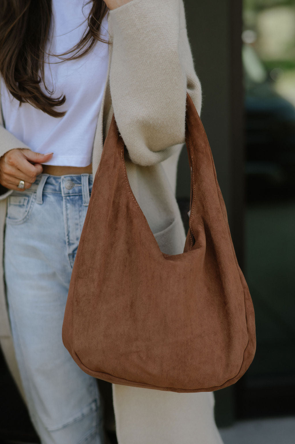 Round Hobo Bag- Brown