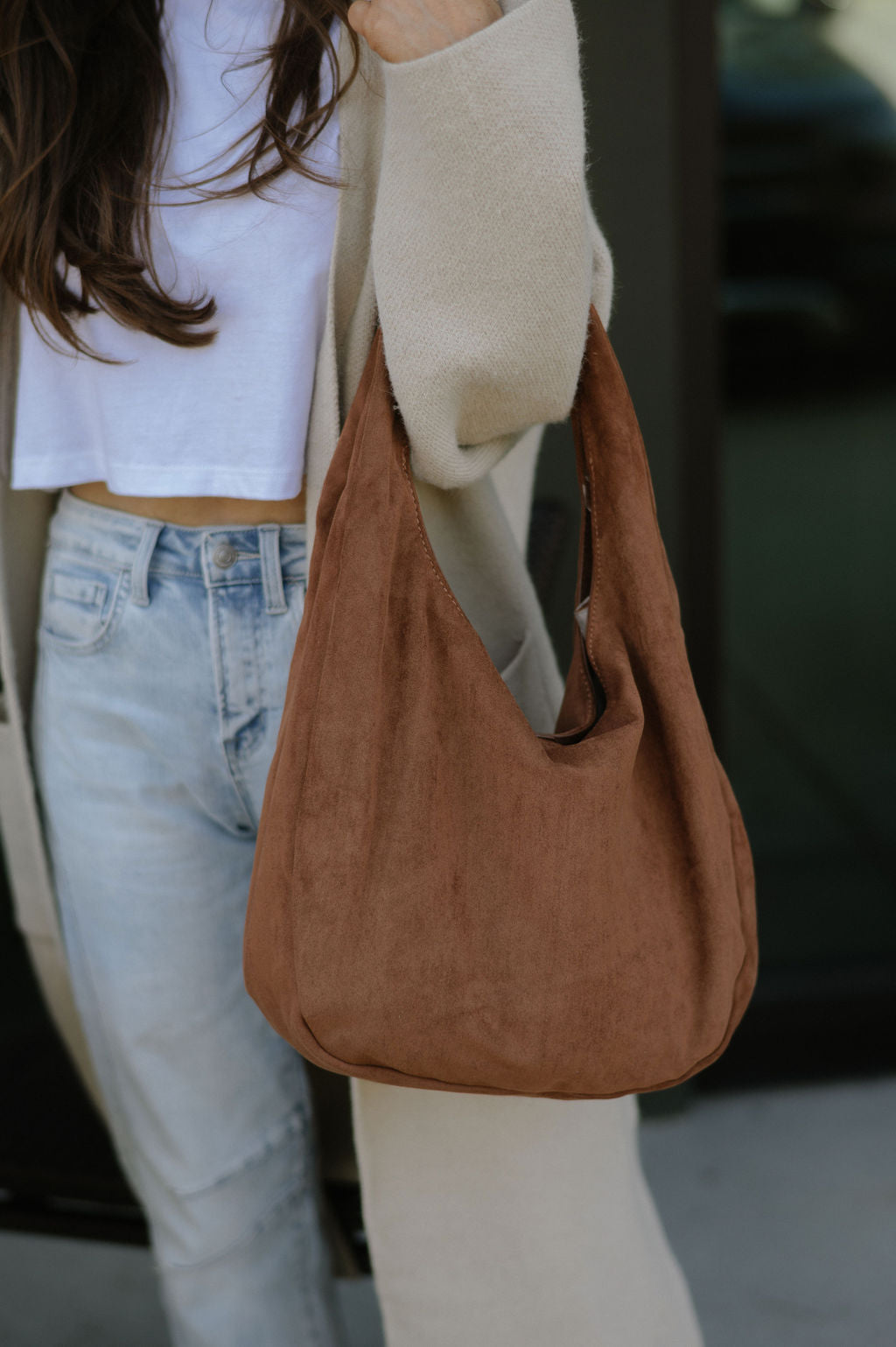 Round Hobo Bag- Brown