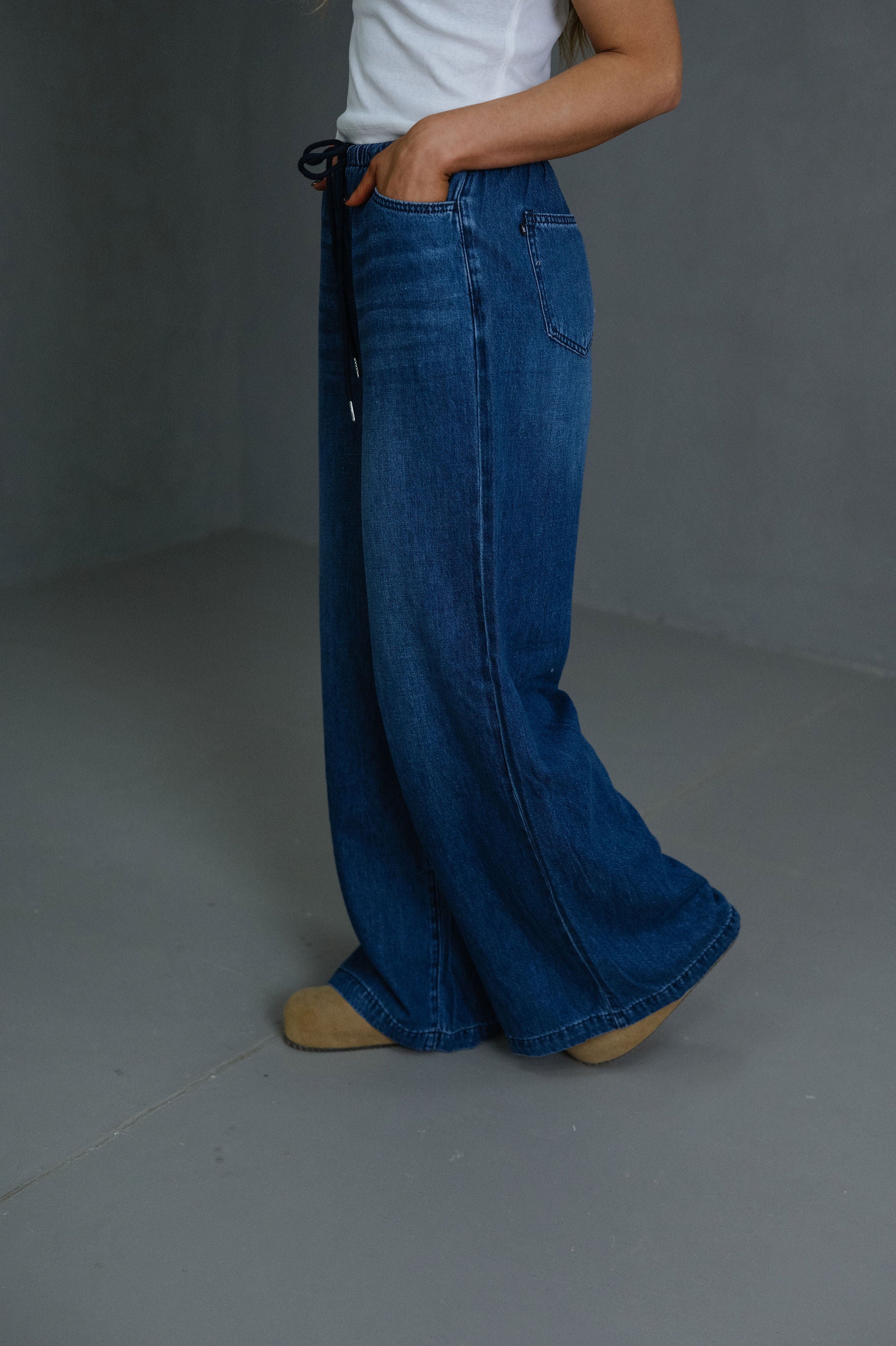 Reid Palazzo Jeans-Dark