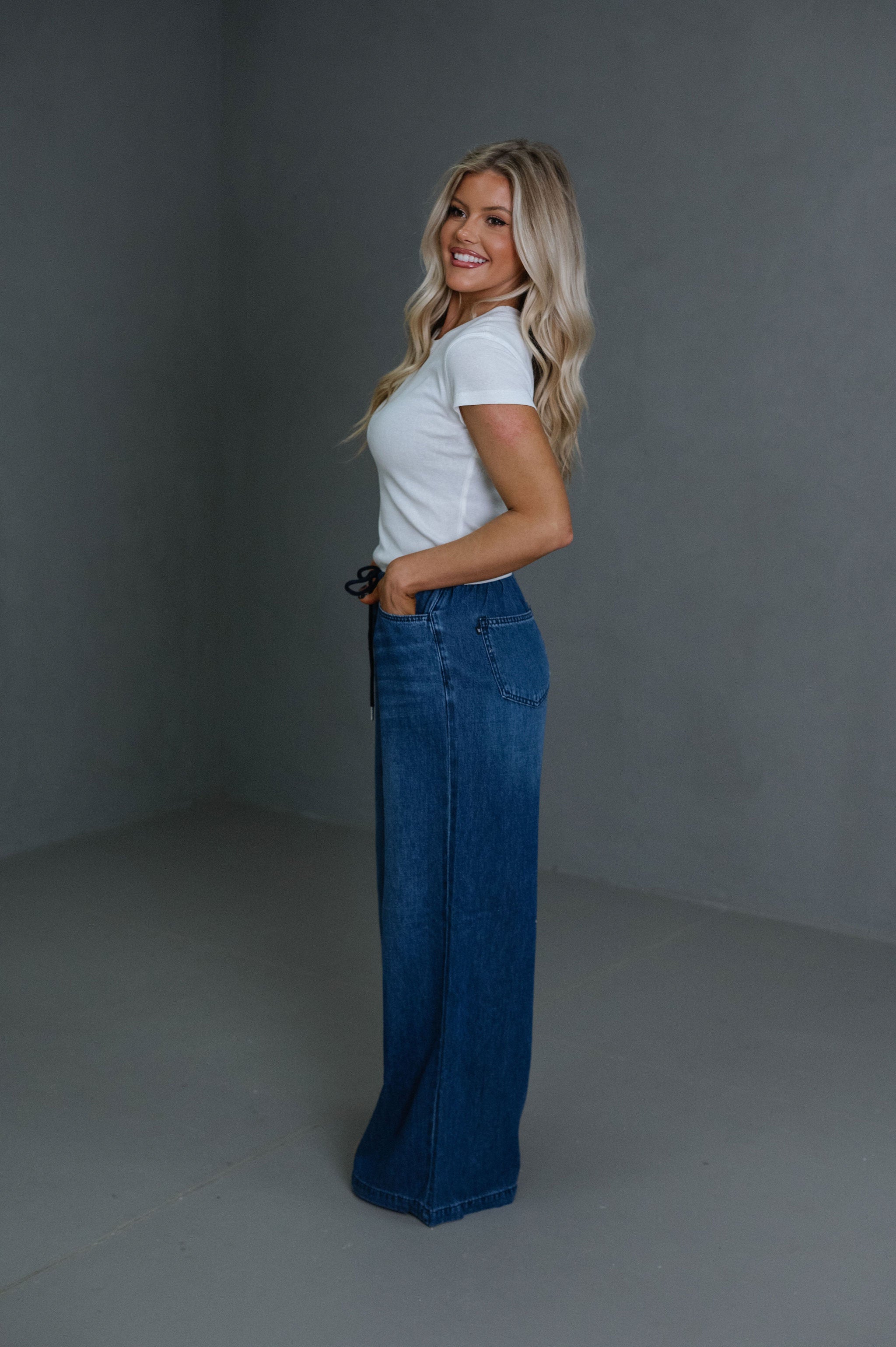 Reid Palazzo Jeans-Dark