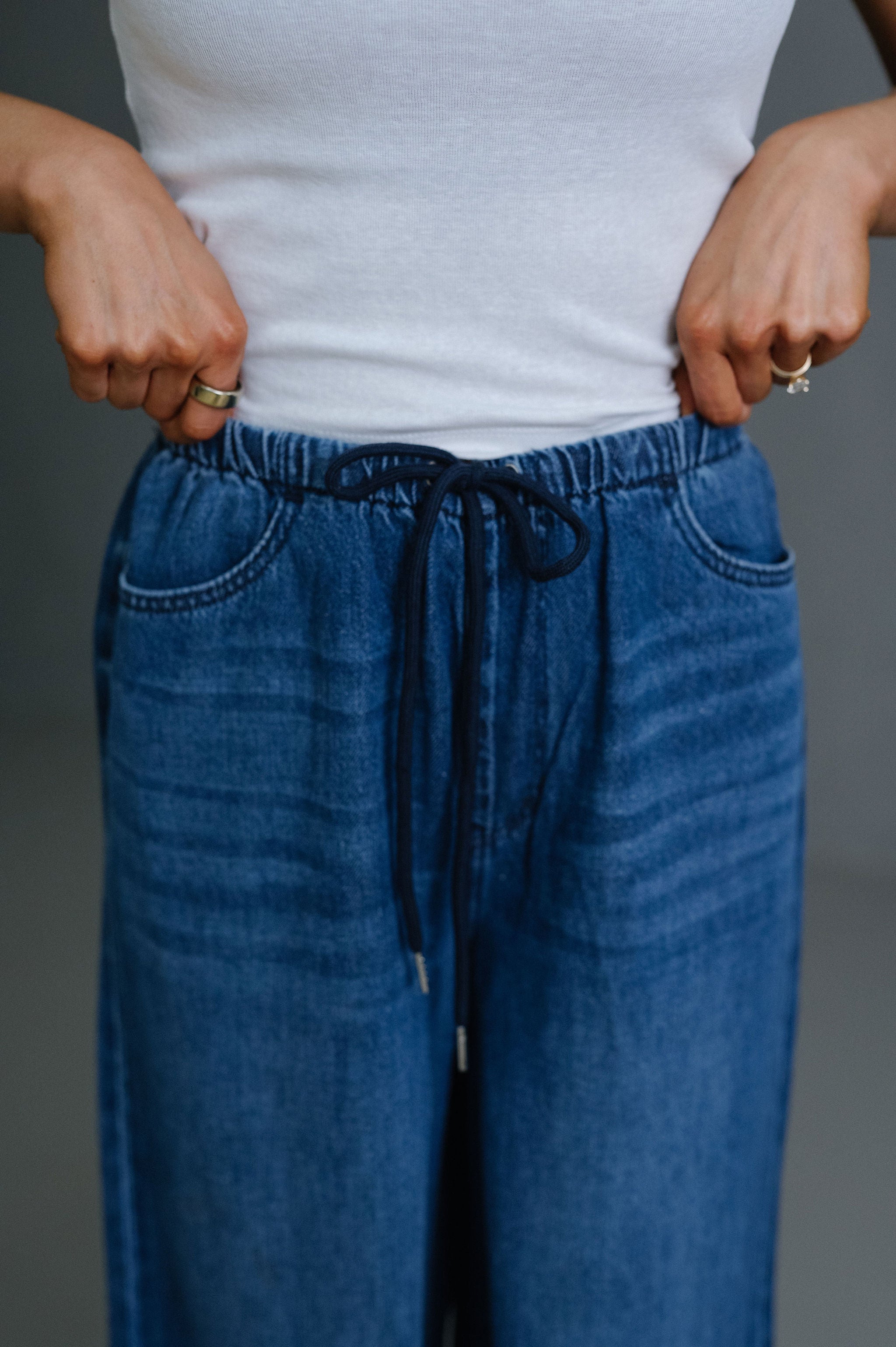 Reid Palazzo Jeans-Dark