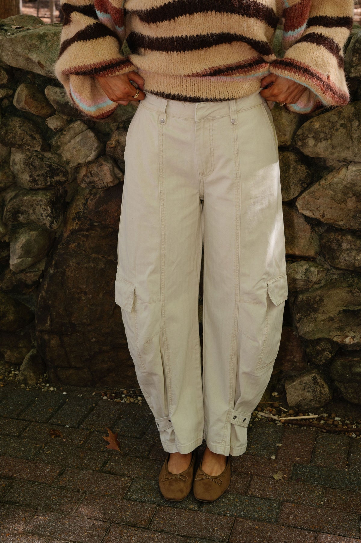 Barrrel Cargo Pant-Beige