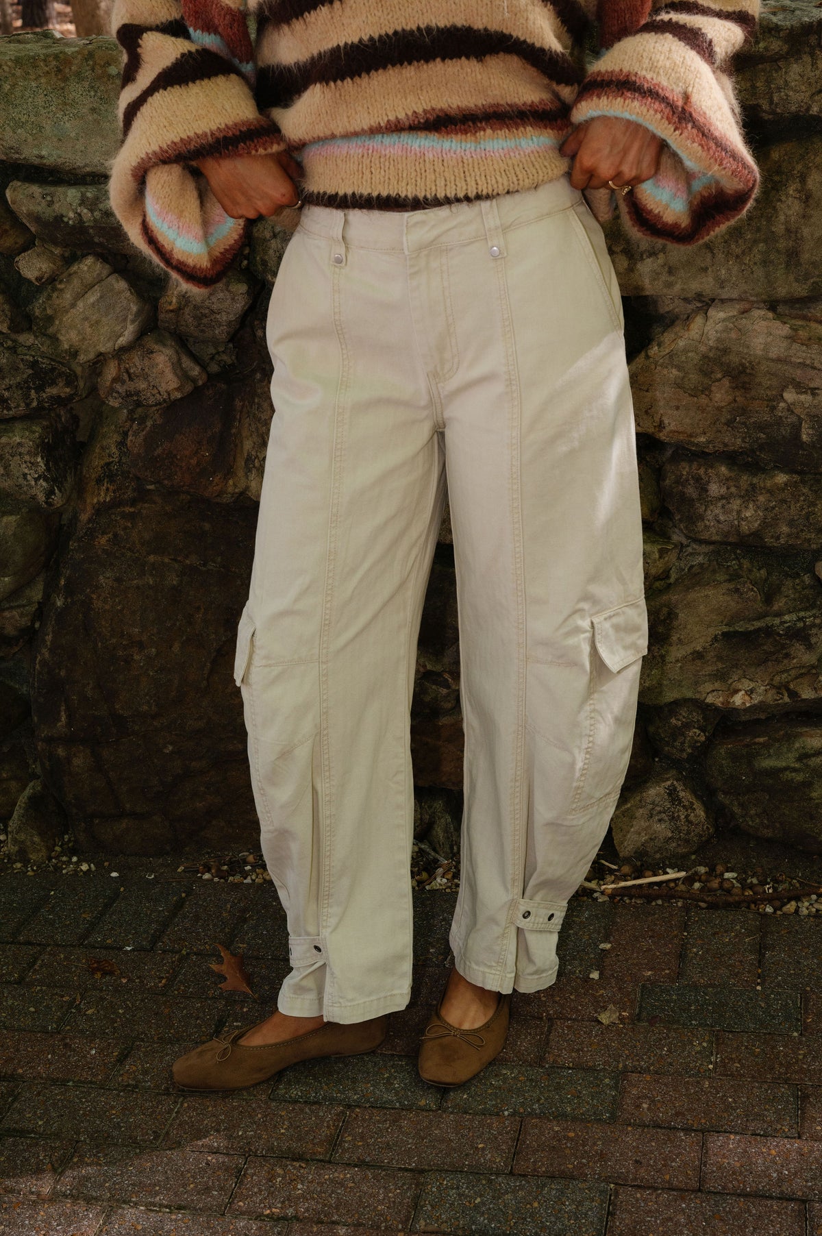 Barrrel Cargo Pant-Beige