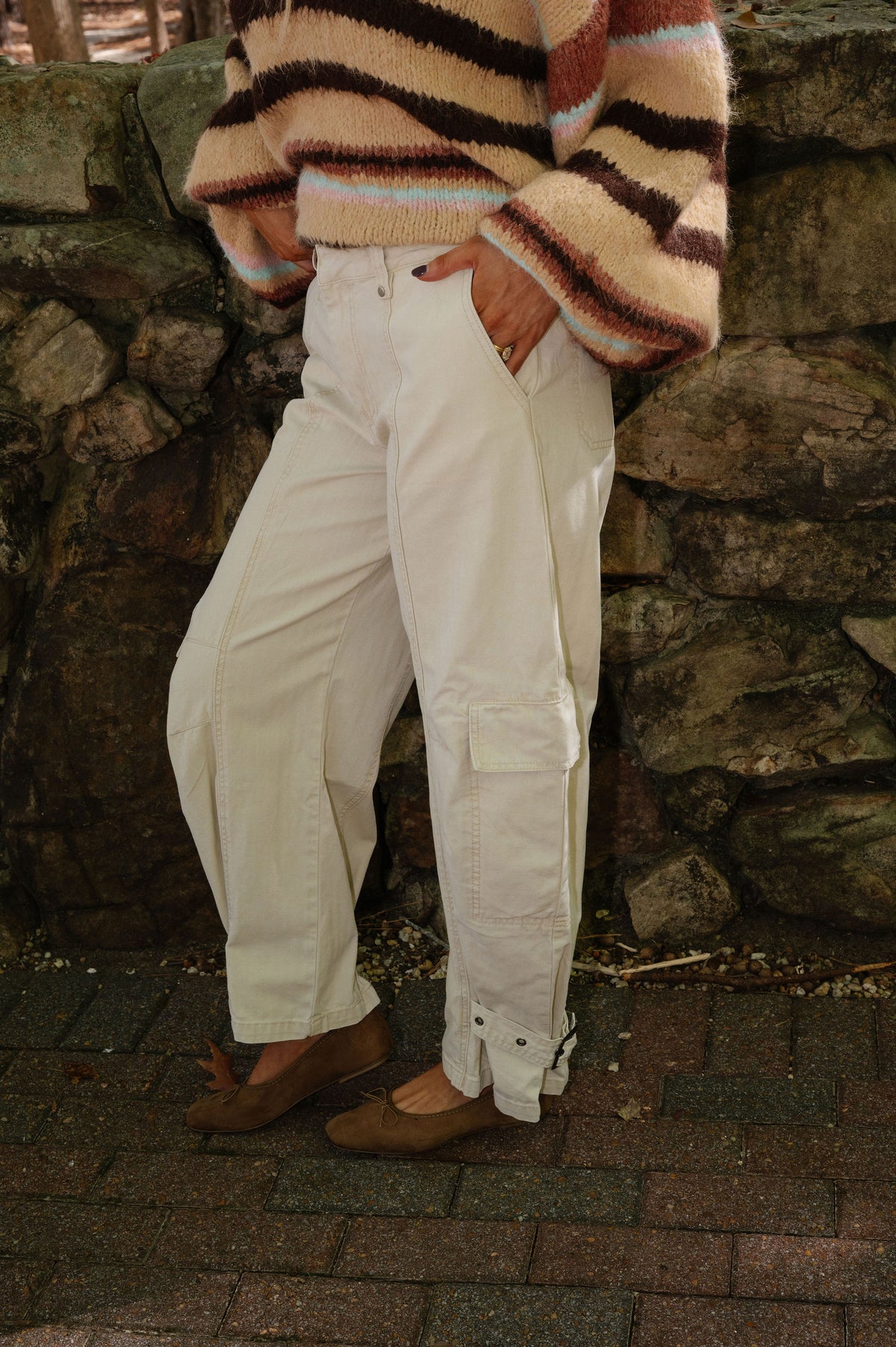 Barrrel Cargo Pant-Beige