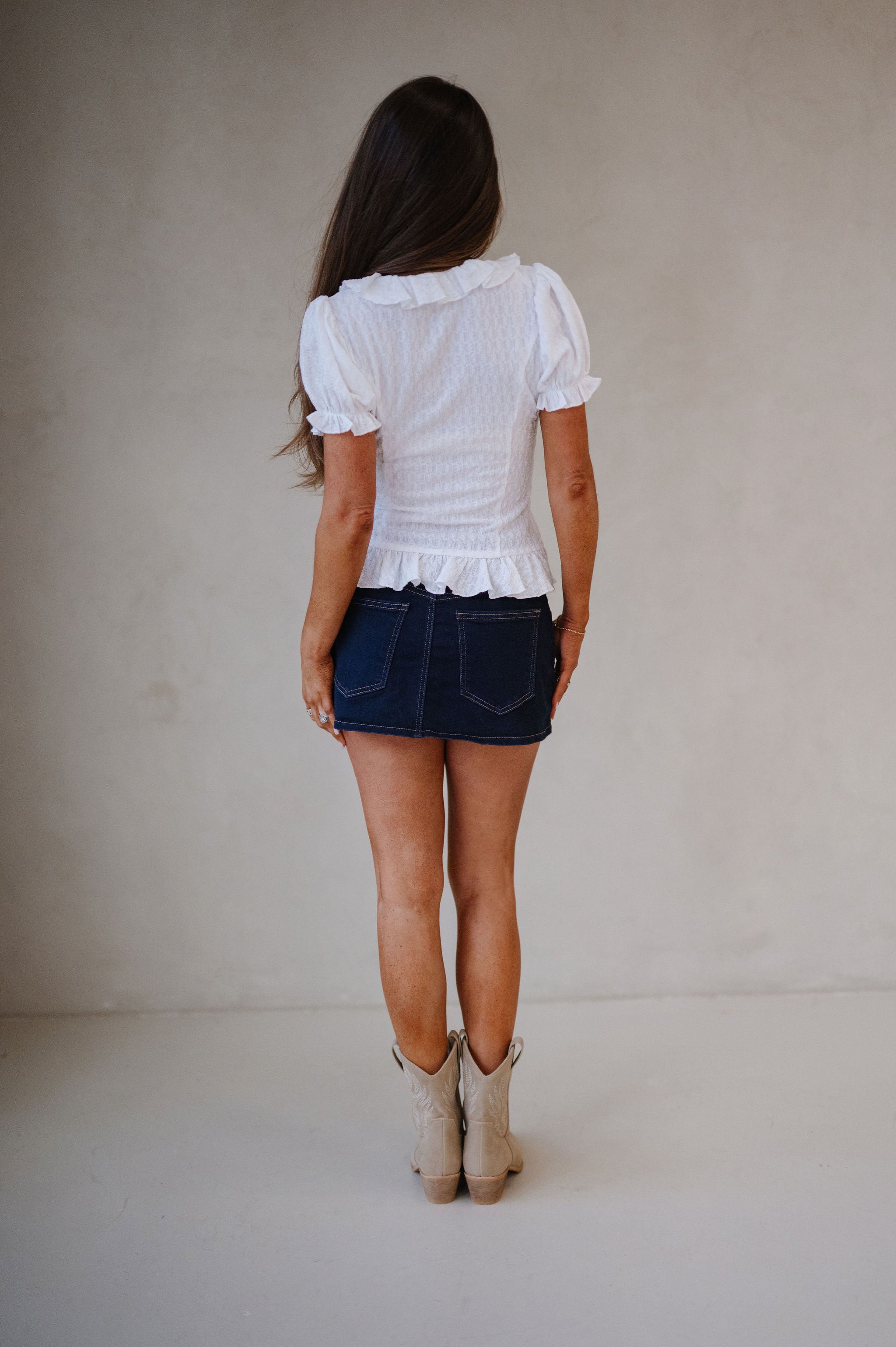 Ruffled Peplum Top- Off White