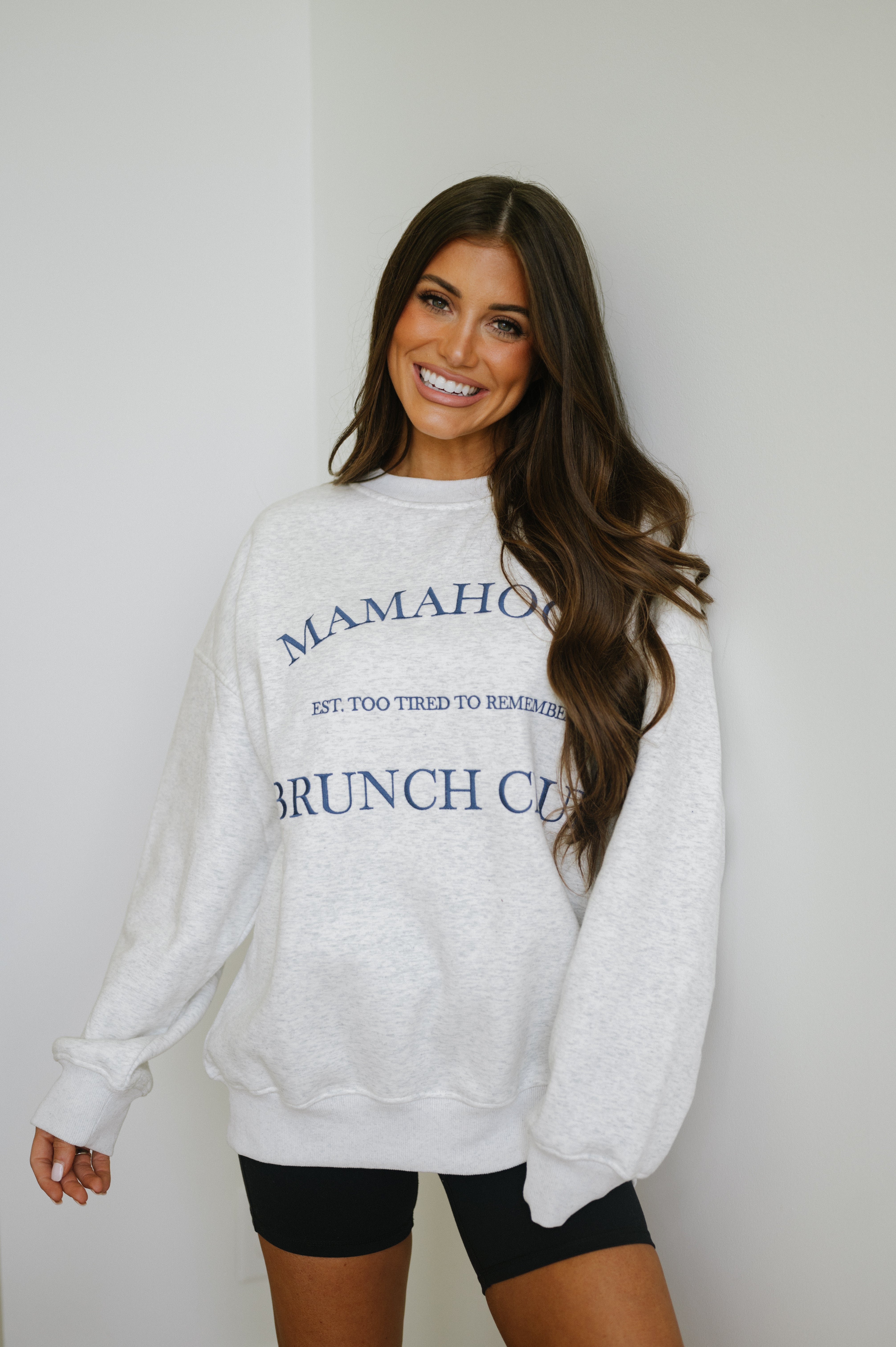 "Mamahood" Crew Neck-Heather Grey