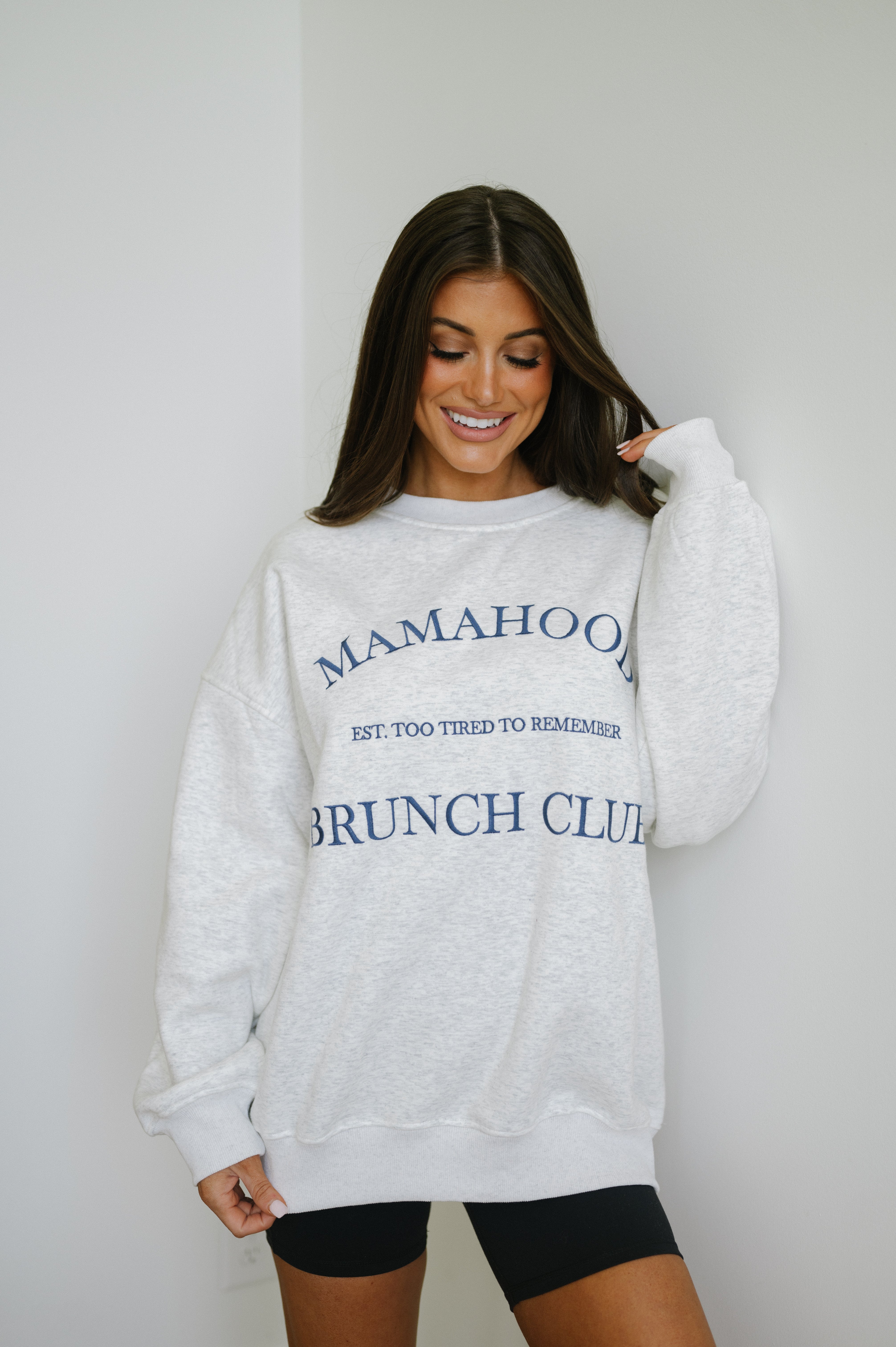 "Mamahood" Crew Neck-Heather Grey