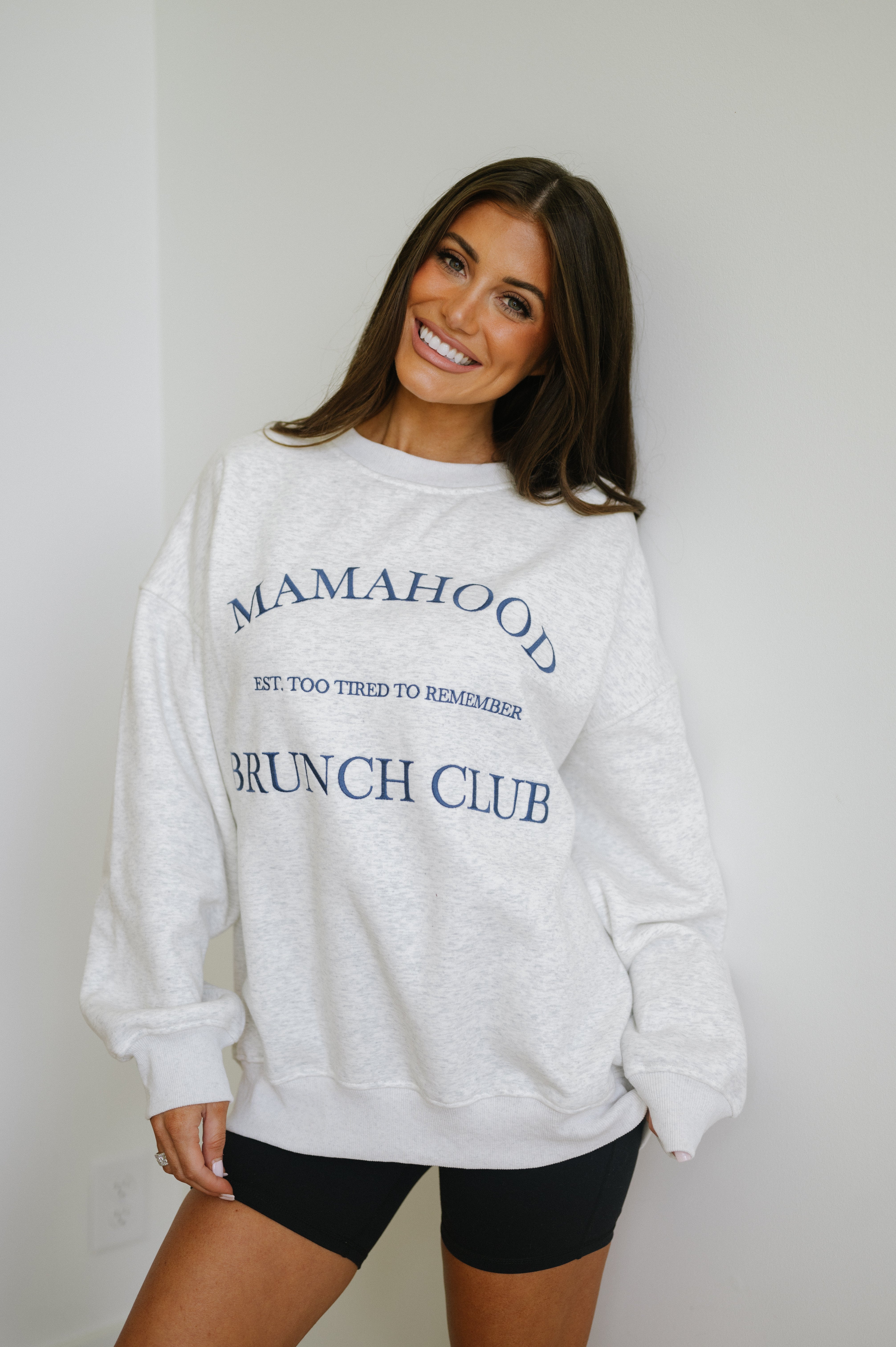 "Mamahood" Crew Neck-Heather Grey