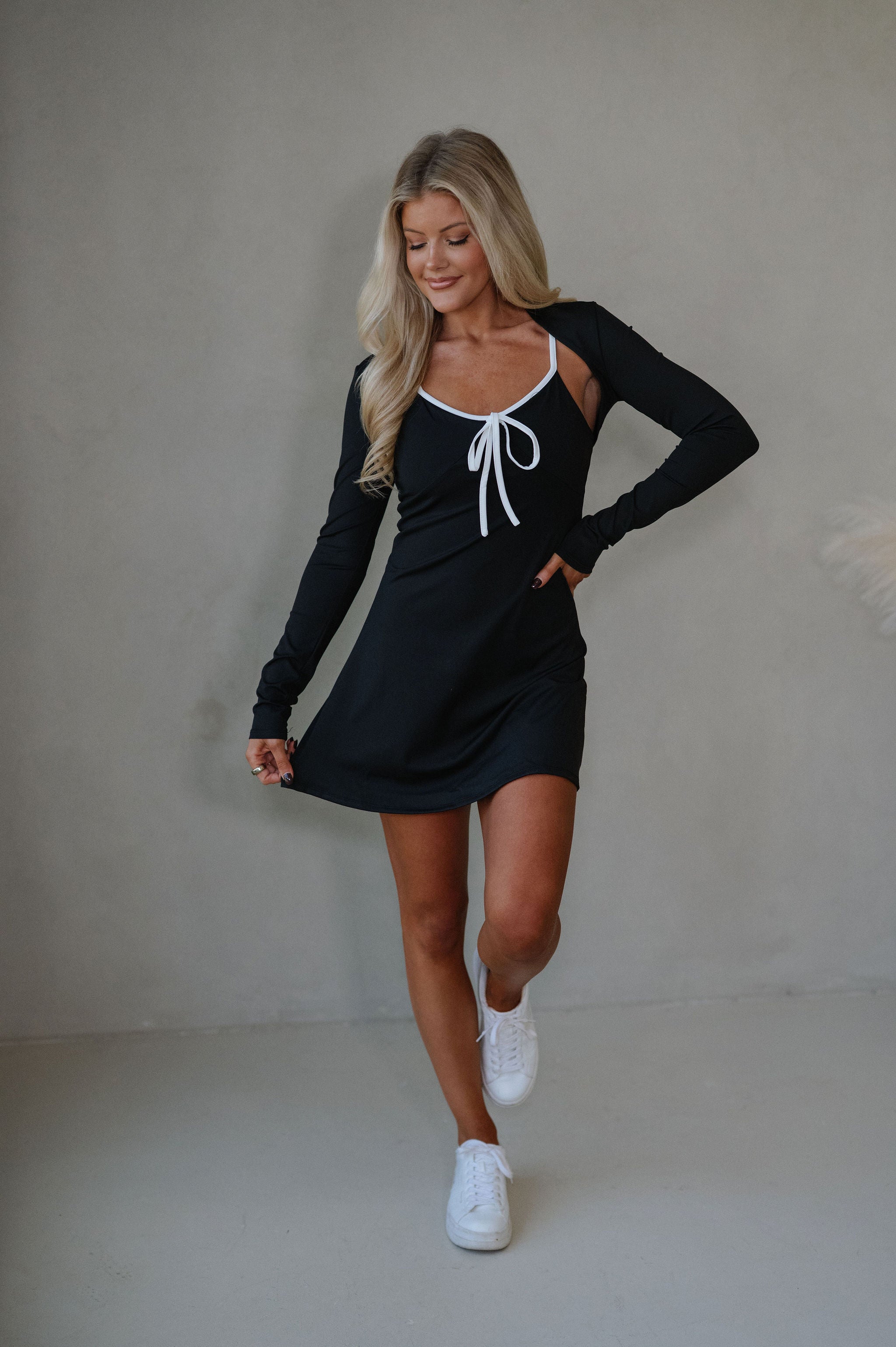 Emily Bow Dress And Bolero Set-Black
