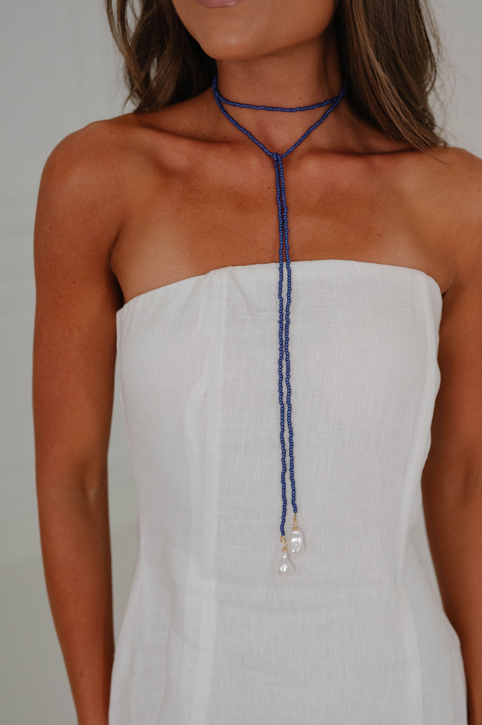 Beaded Wrap Necklace-Navy