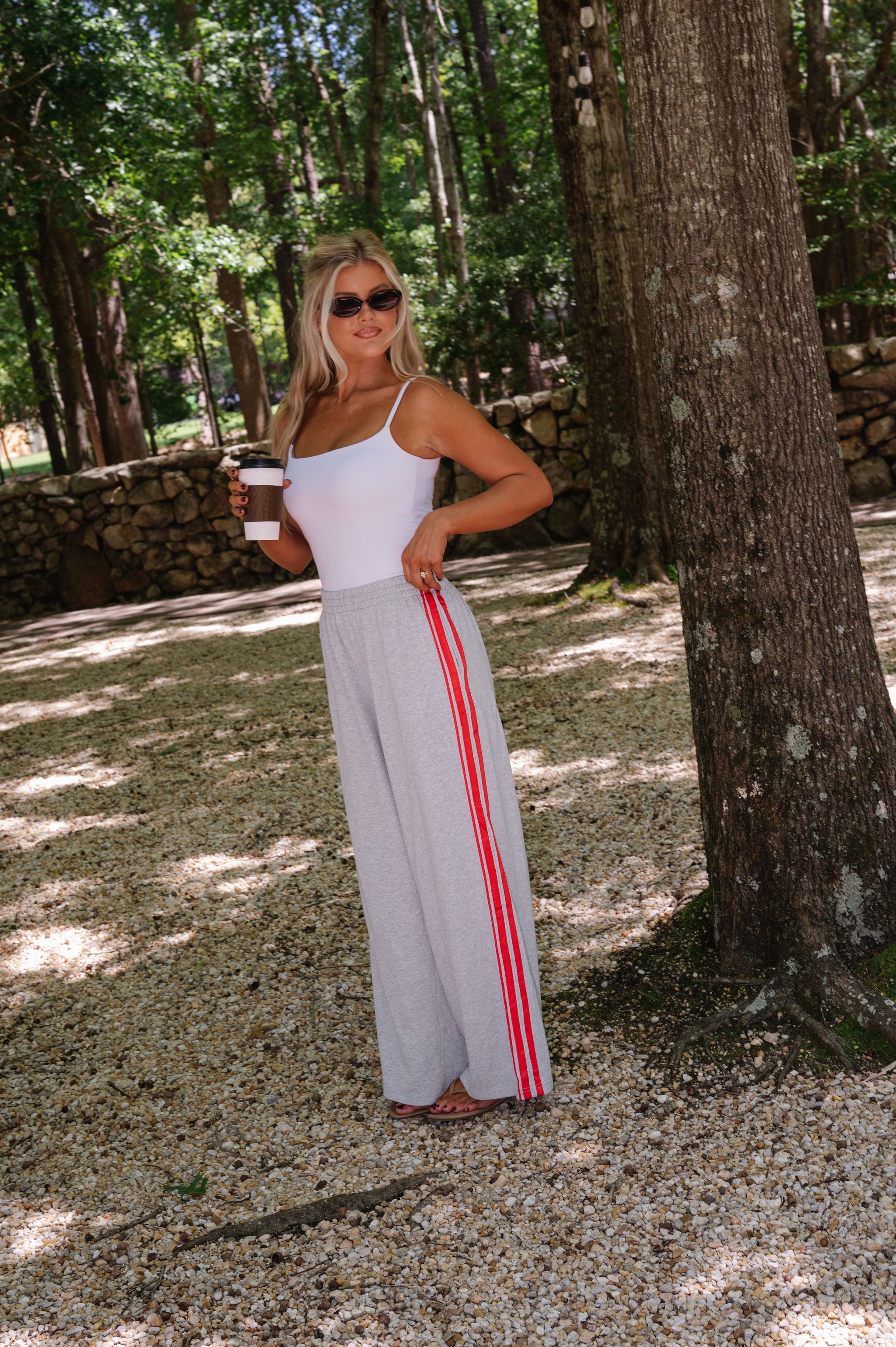 Janie Side Stripe Sweatpants-Grey