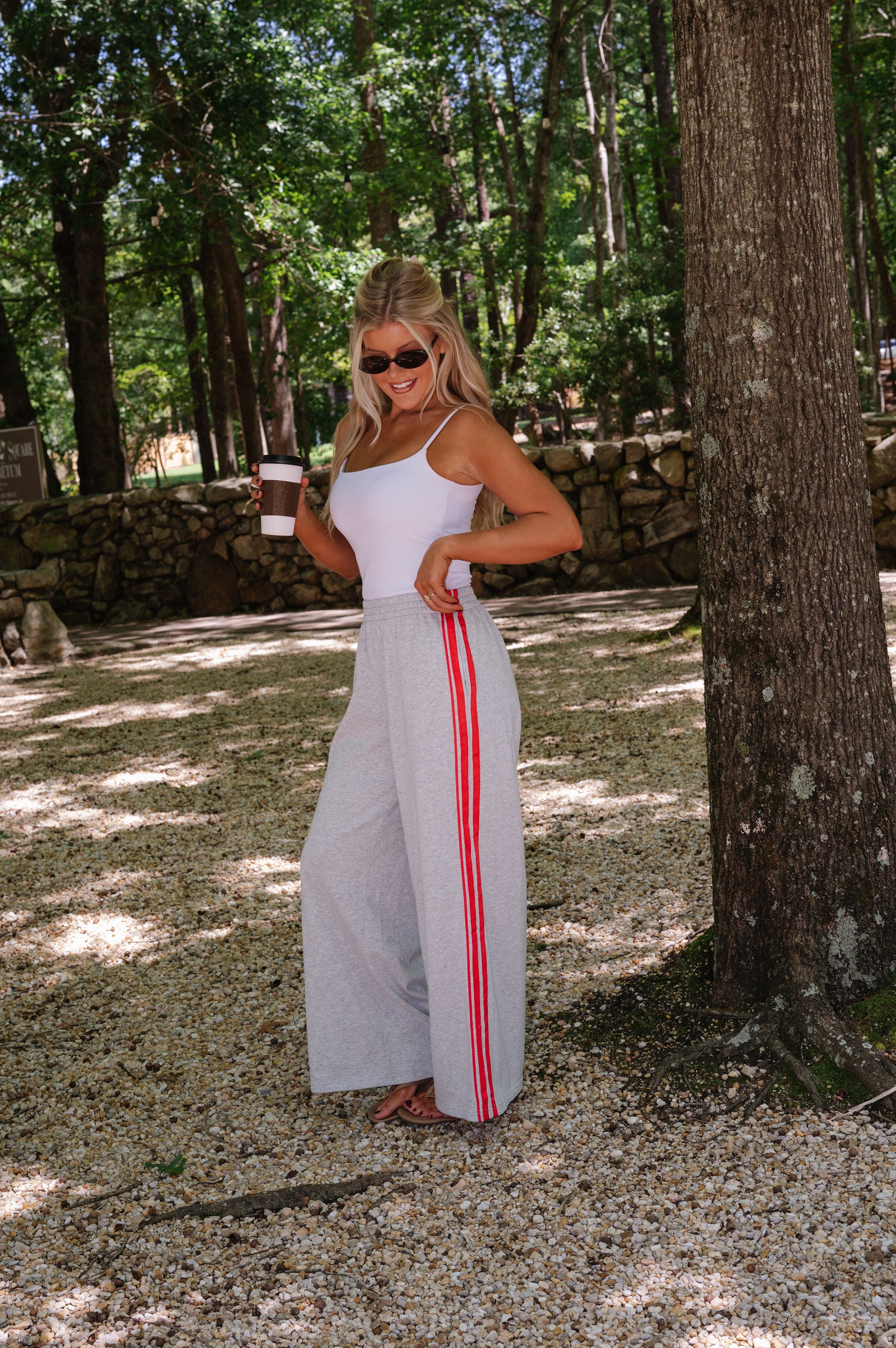 Janie Side Stripe Sweatpants-Grey