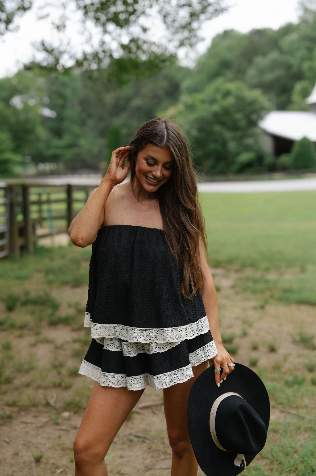 Ginny Lace Romper-Black
