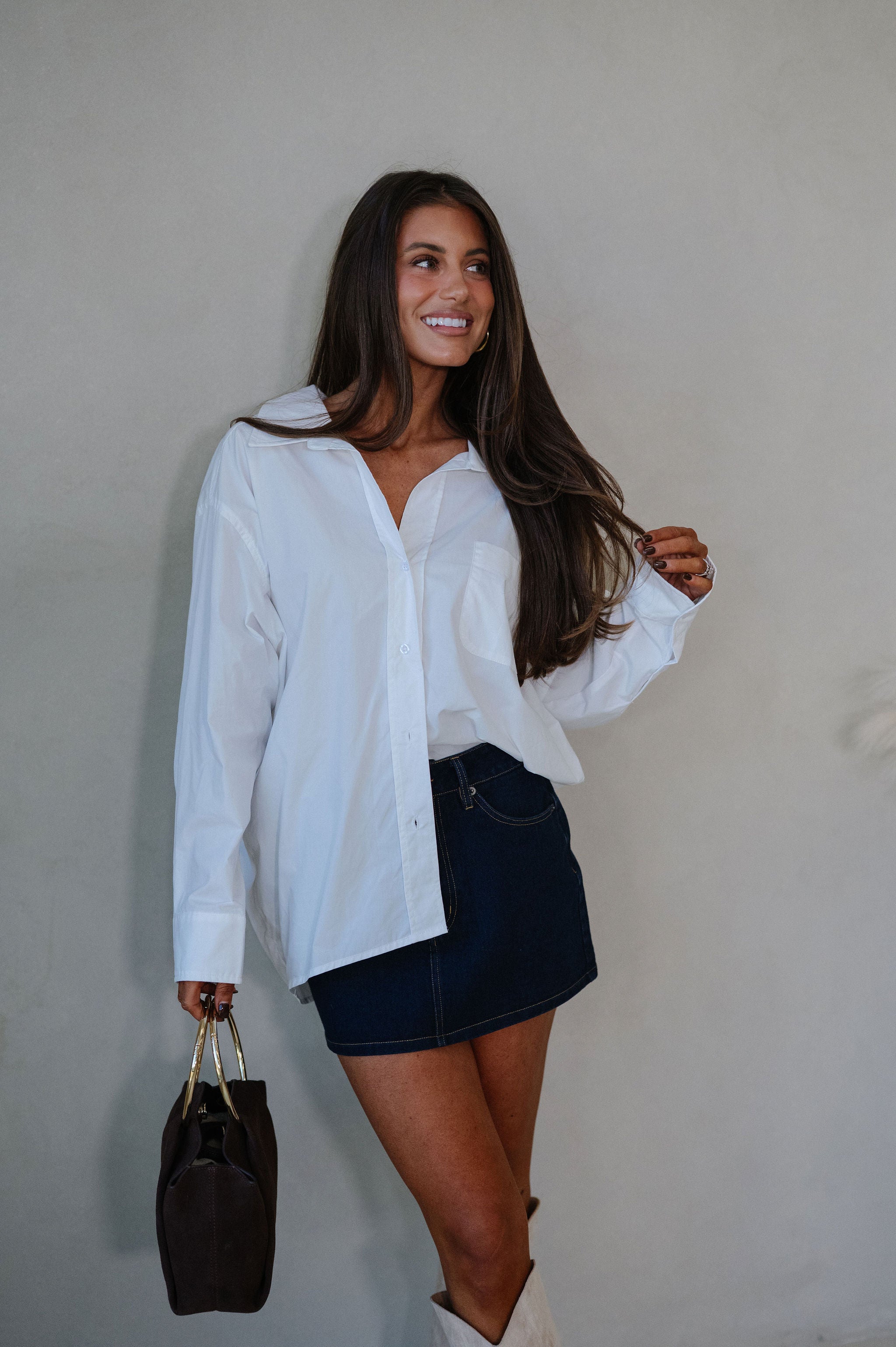 Mia Oversized Poplin Shirt-Off White